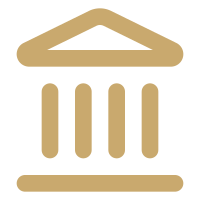 A beige-colored icon of a classical building with columns and a triangular pediment.