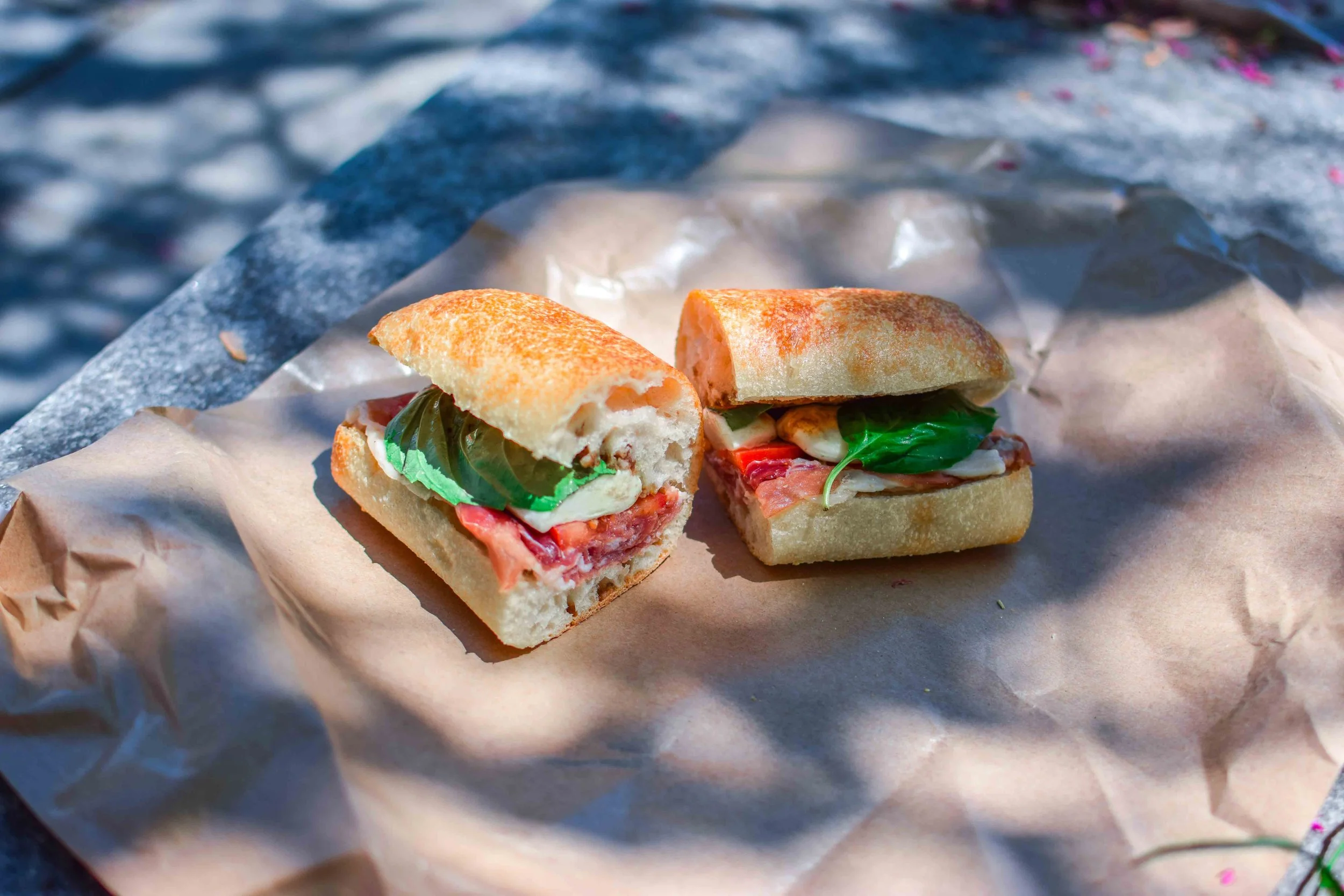 La Donna sandwich with prosciutto, mozzarella, basil, and balsamic from Salumeria Italiana in Boston's North End