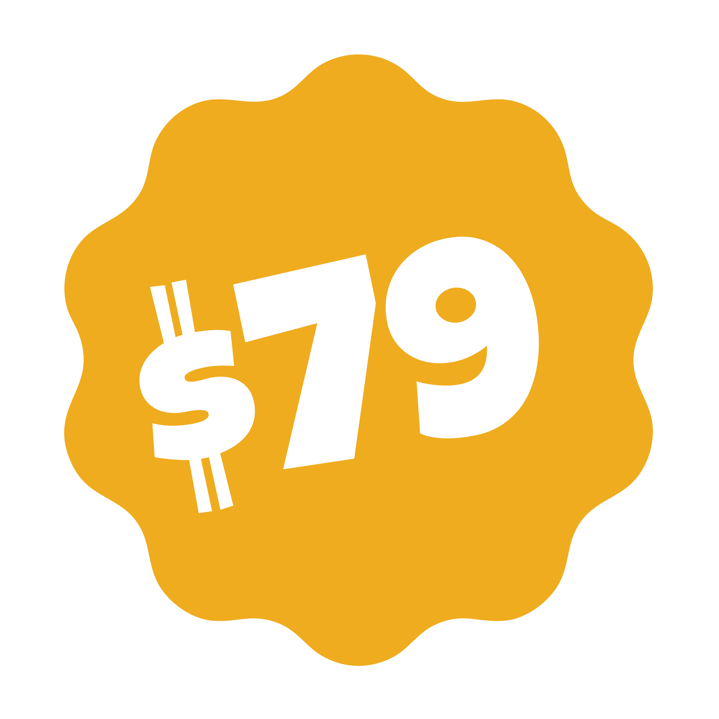 Yellow price sticker denoting a $79 price tag.