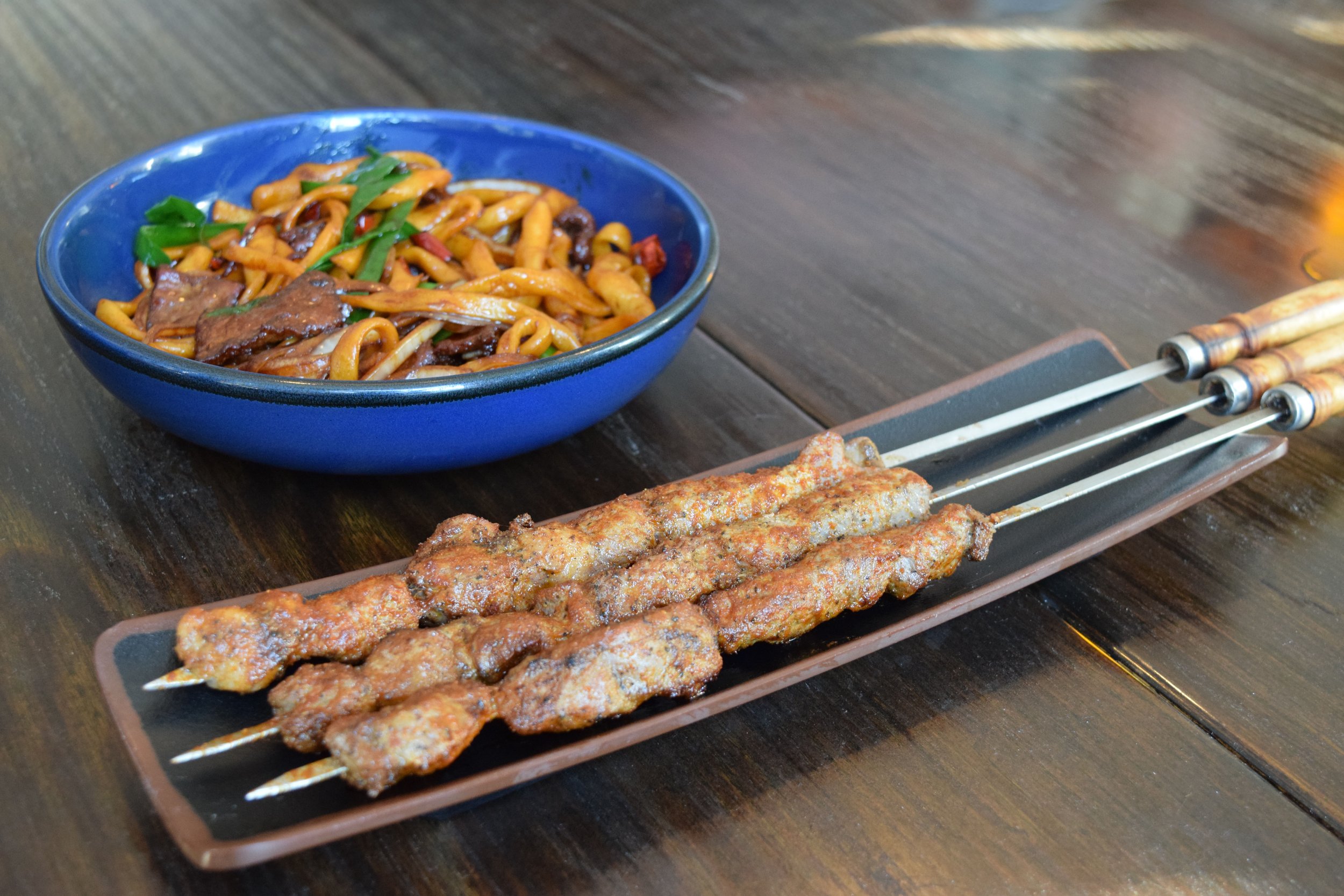 Uyghur-inspired Chinese noodles and kebab from Jahunger in Providence's Fox Point