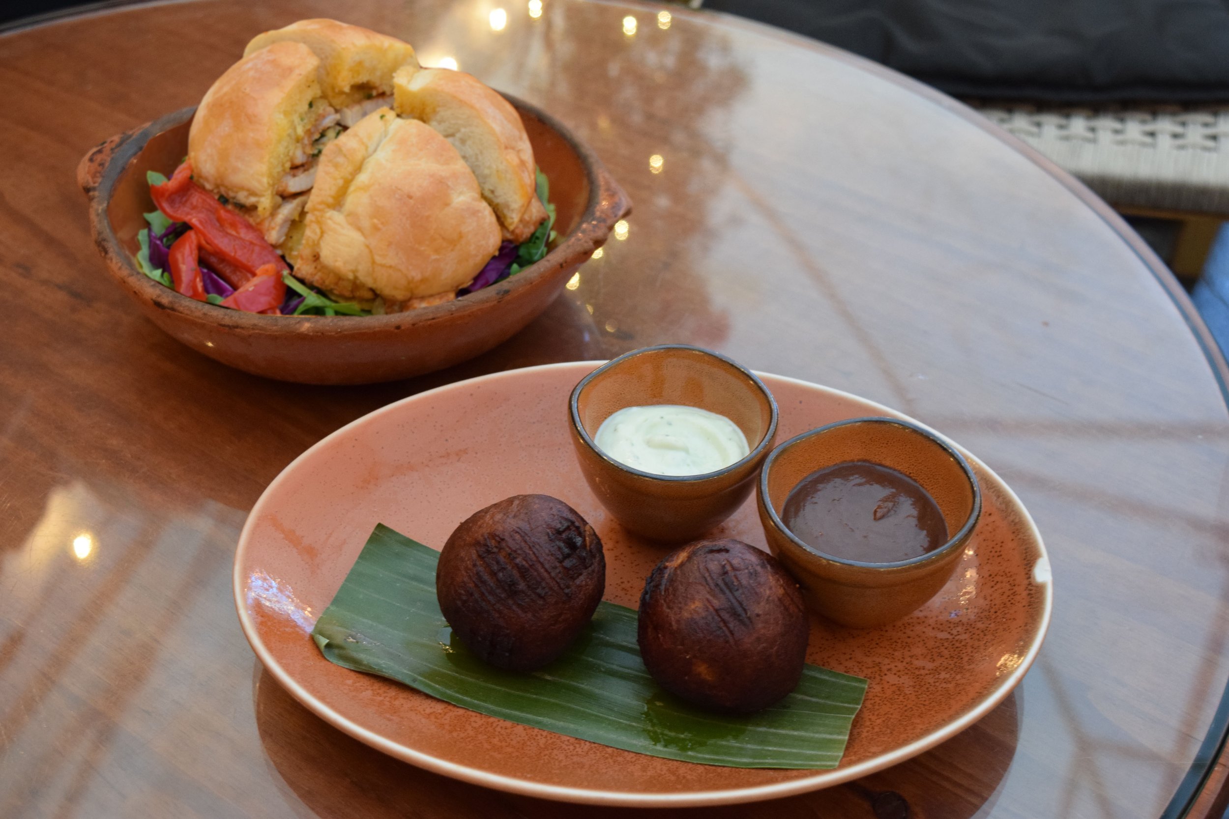 Portuguese bifana and Guatemalan rellenitos from Aguardente on the Fox Point International tour