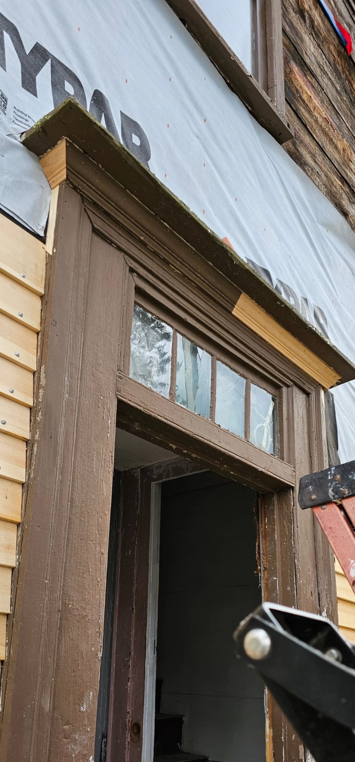Repaired exterior door trim