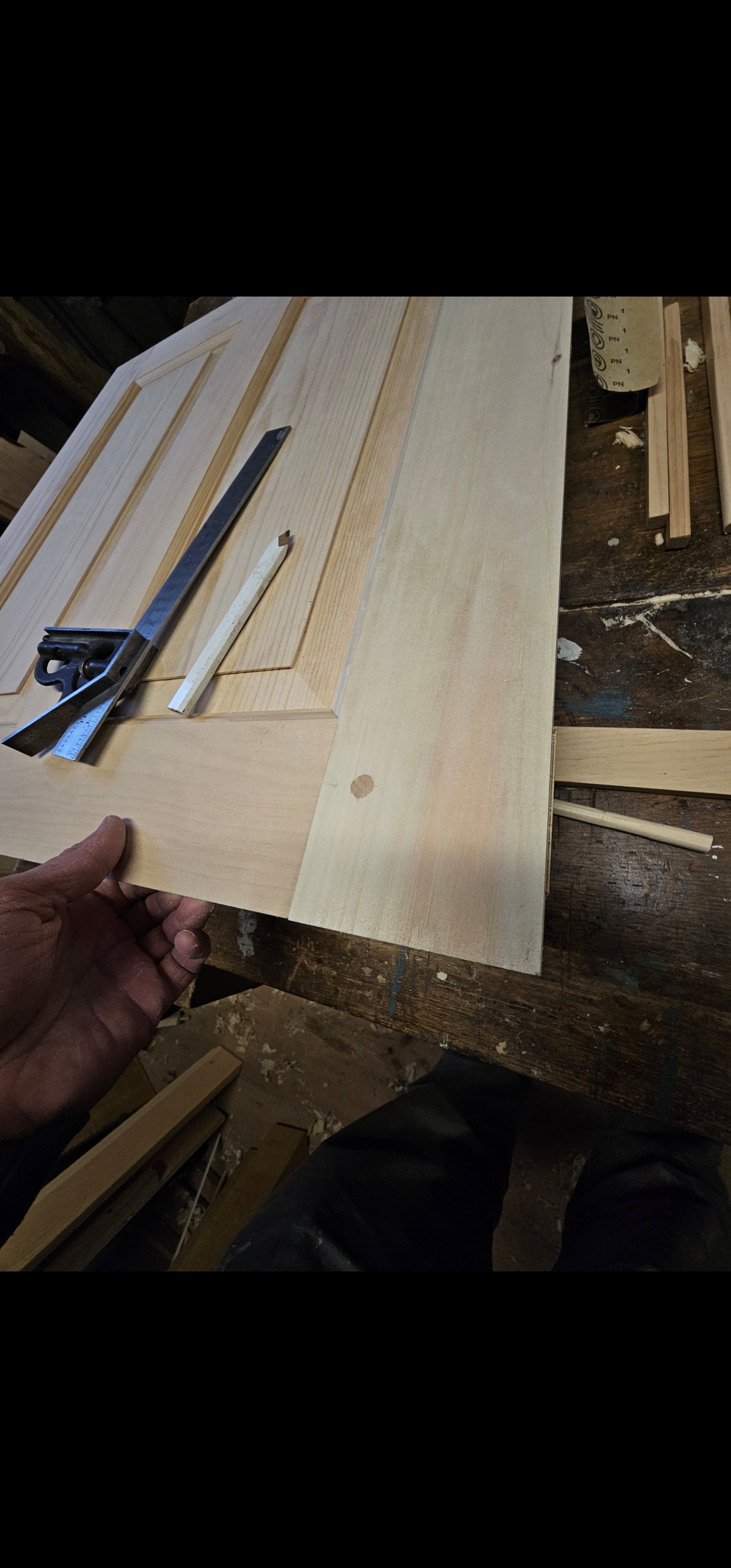 Hand made raised panel pocket shutter