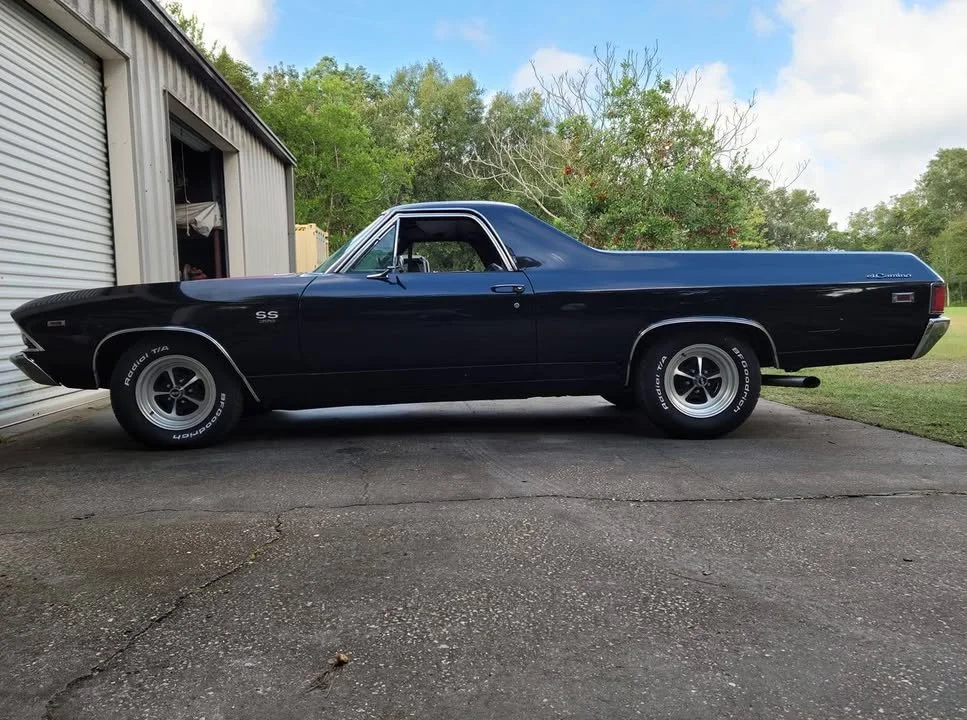 Classic black Chevrolet El Camino at Doug’s Alignment in Sanford Florida