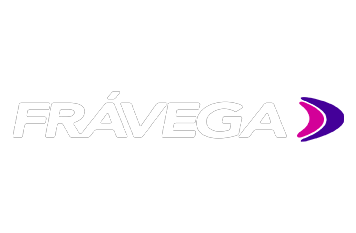 Logotipo de Frávega en fondo negro.