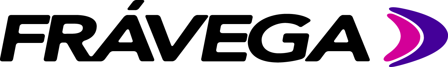 Logotipo con formas curvas y colores morados y rosados.