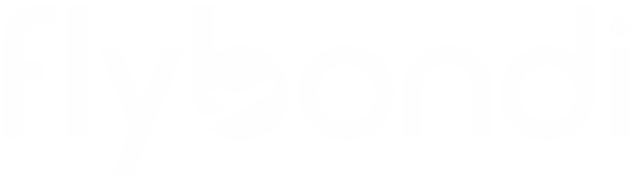 Logotipo de la marca Flybondi en letras blancas en un fondo negro.