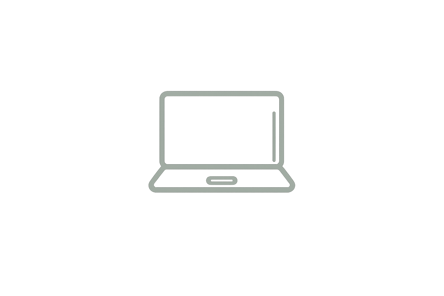 Digital illustration of a laptop in the center with neon-colored vertical lines on a black background.