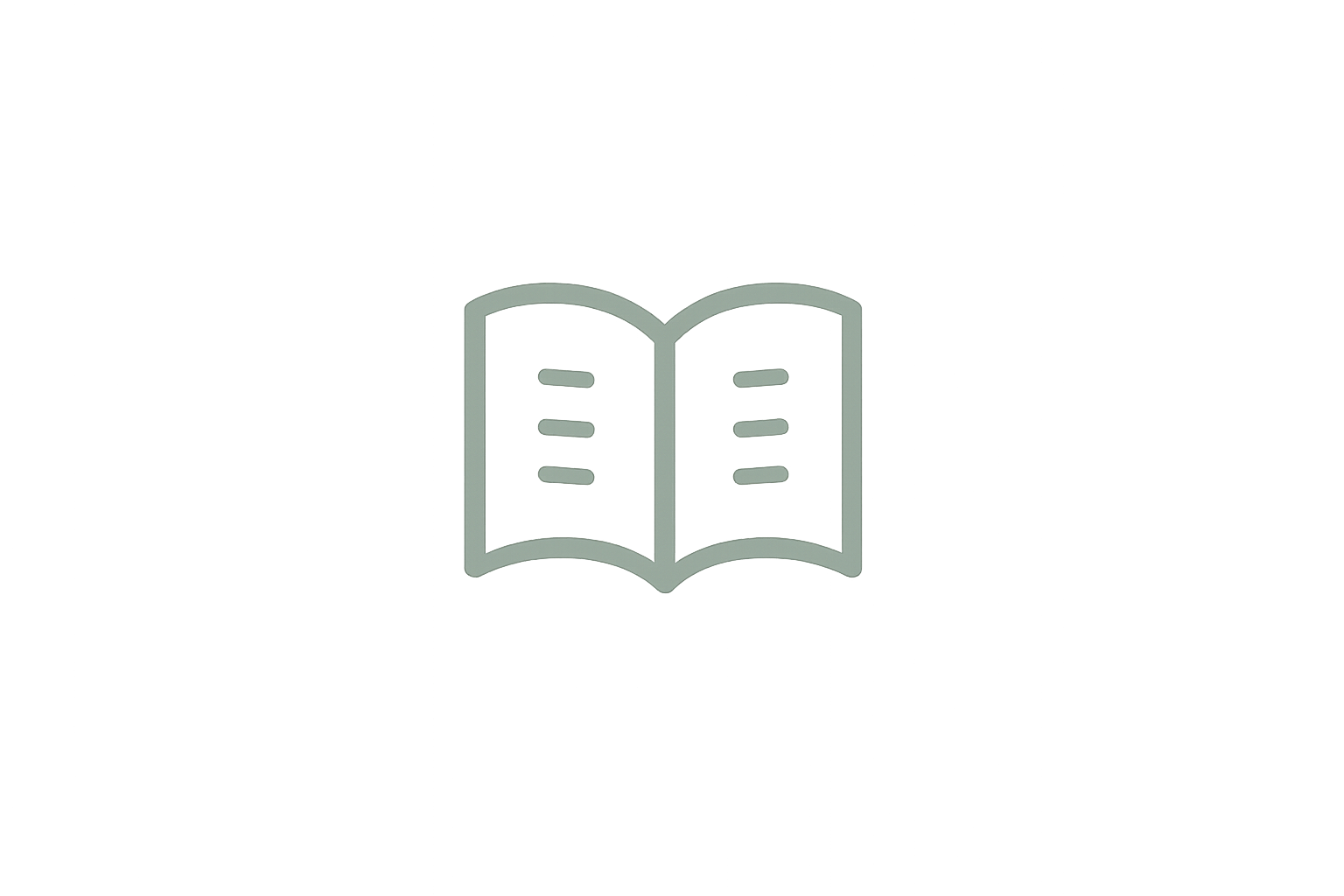 Illustration of an open book icon with lines representing text, glowing on a dark background.