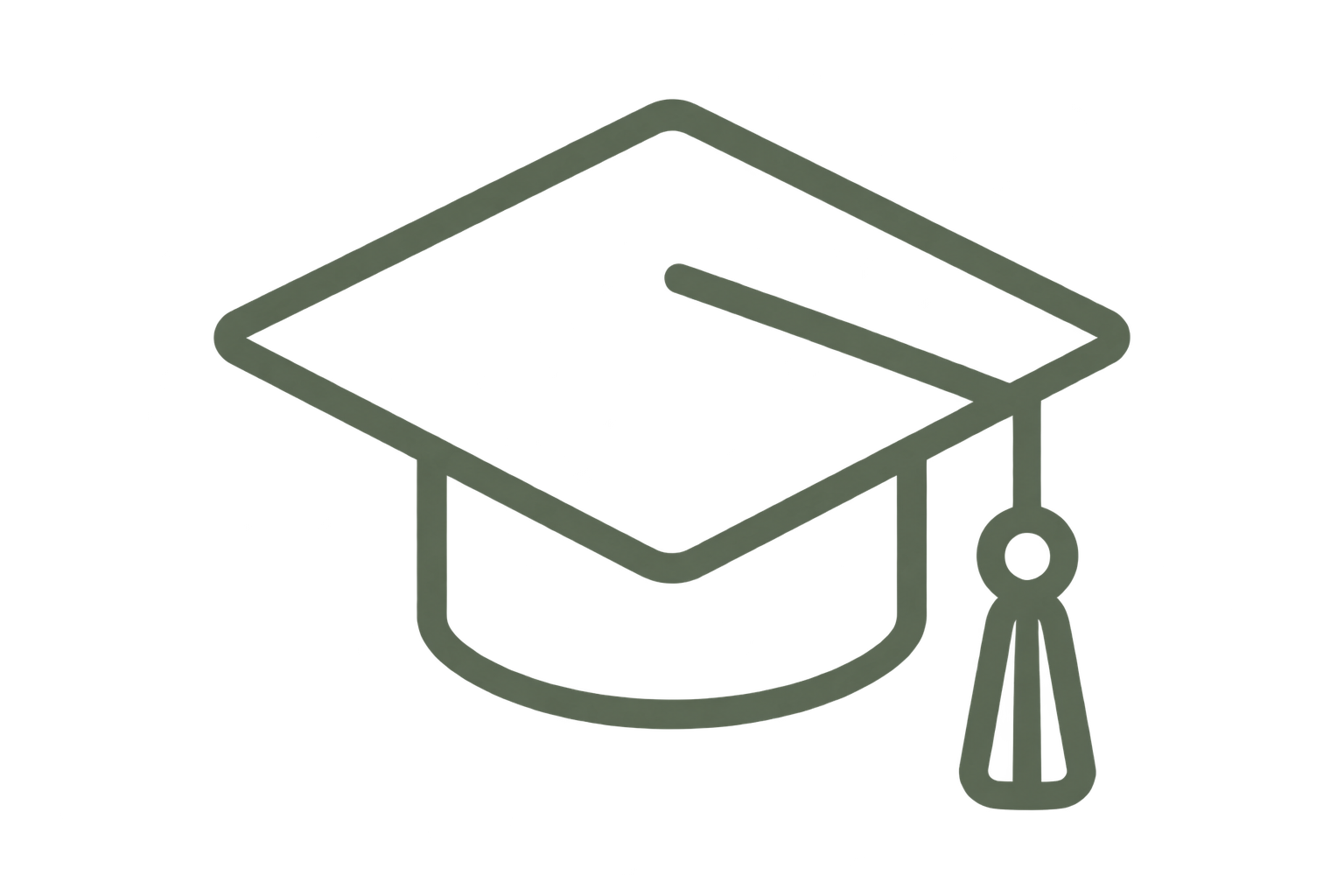 A neon outline of a graduation cap with a tassel, glowing against a dark background.