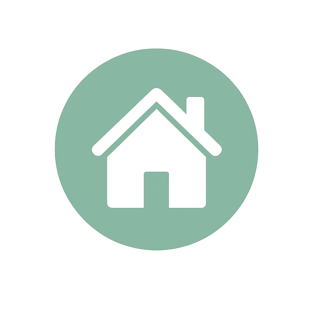 Icon of a house inside a green circle.