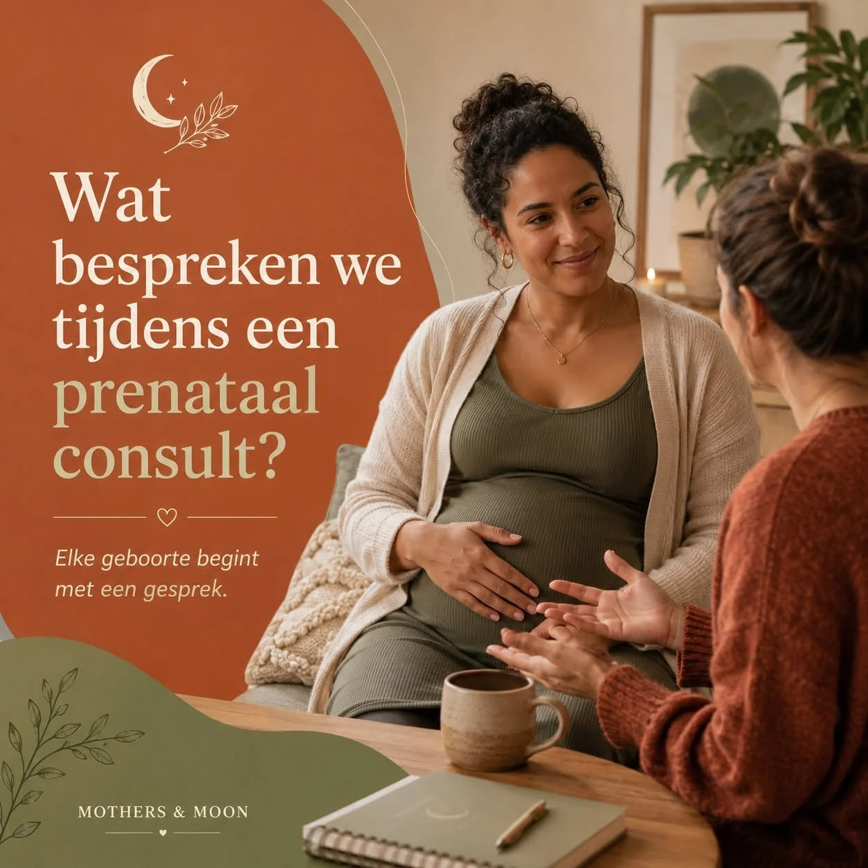 Een prenataal consult gaat zoveel verder dan alleen praktische voorbereiding. 🤍

Dit is de plek waar ruimte ontstaat voor jouw vragen, je wensen, eventuele twijfels en alles wat jij belangrijk vindt rond geboorte.

We praten over comfort, ondersteun
