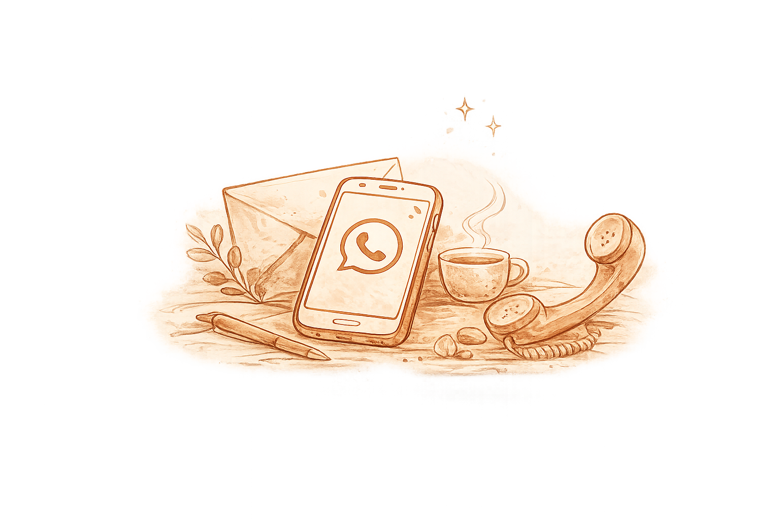 Smartphone, telefoon en e-mail als symbool voor doorlopende bereikbaarheid van de doula