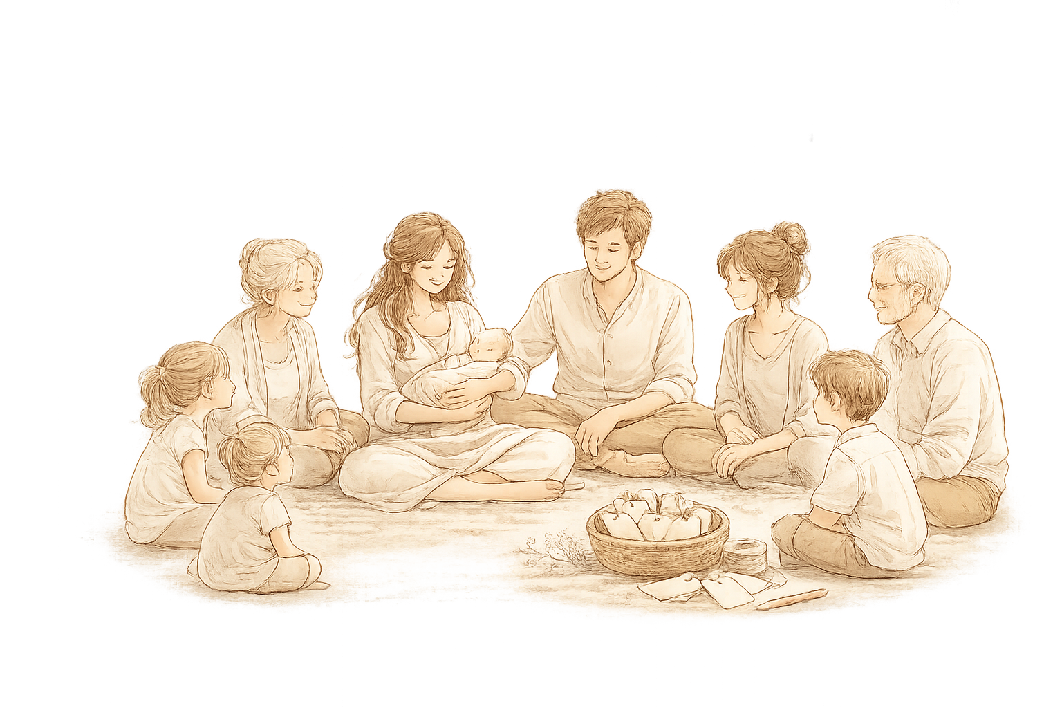 Familie en vrienden verwelkomen samen de baby tijdens een warme Baby Blessing