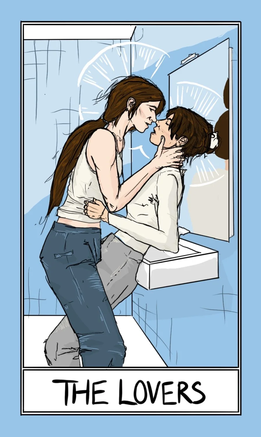 The Lovers

Two fools frozen in an embrace. In every universe they find one another. Warm light above casts shadows across lowered lashes. Tile is cold against warm skin.

Upright: a leap of faith, willingness, intent
Reversed: uncertainty, tension, 