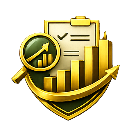 Practical and Measurable Outcomes icon representing workplace insights, performance measurement, analytics, and continuous improvement.