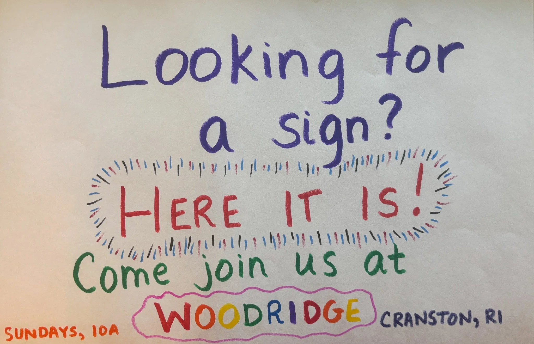 Still waiting for a sign? 👀 Well, here you go! 😂 Our Sunday School crew is making it pretty easy for you&hellip; come join us at Woodridge! 💚

We&rsquo;ve got a seat for you, friendly faces to meet, and a community happy to have you. What are you 