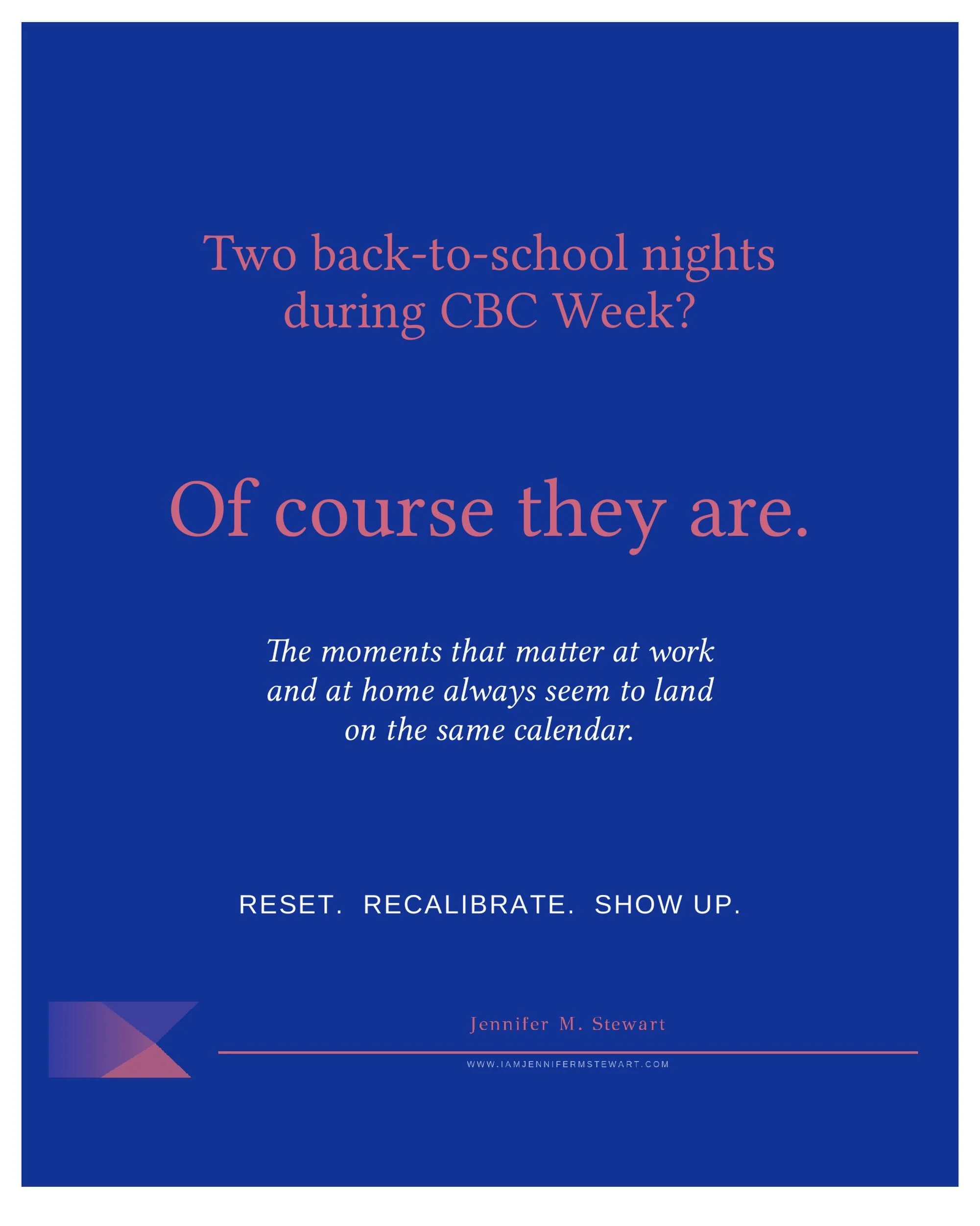 Back to School Instagram Caption

Two back-to-school nights during CBCF ALC. Of course they are. 😂

Because somehow the moments that matter most professionally and the moments that matter most at home always seem to find the same spot on the calenda