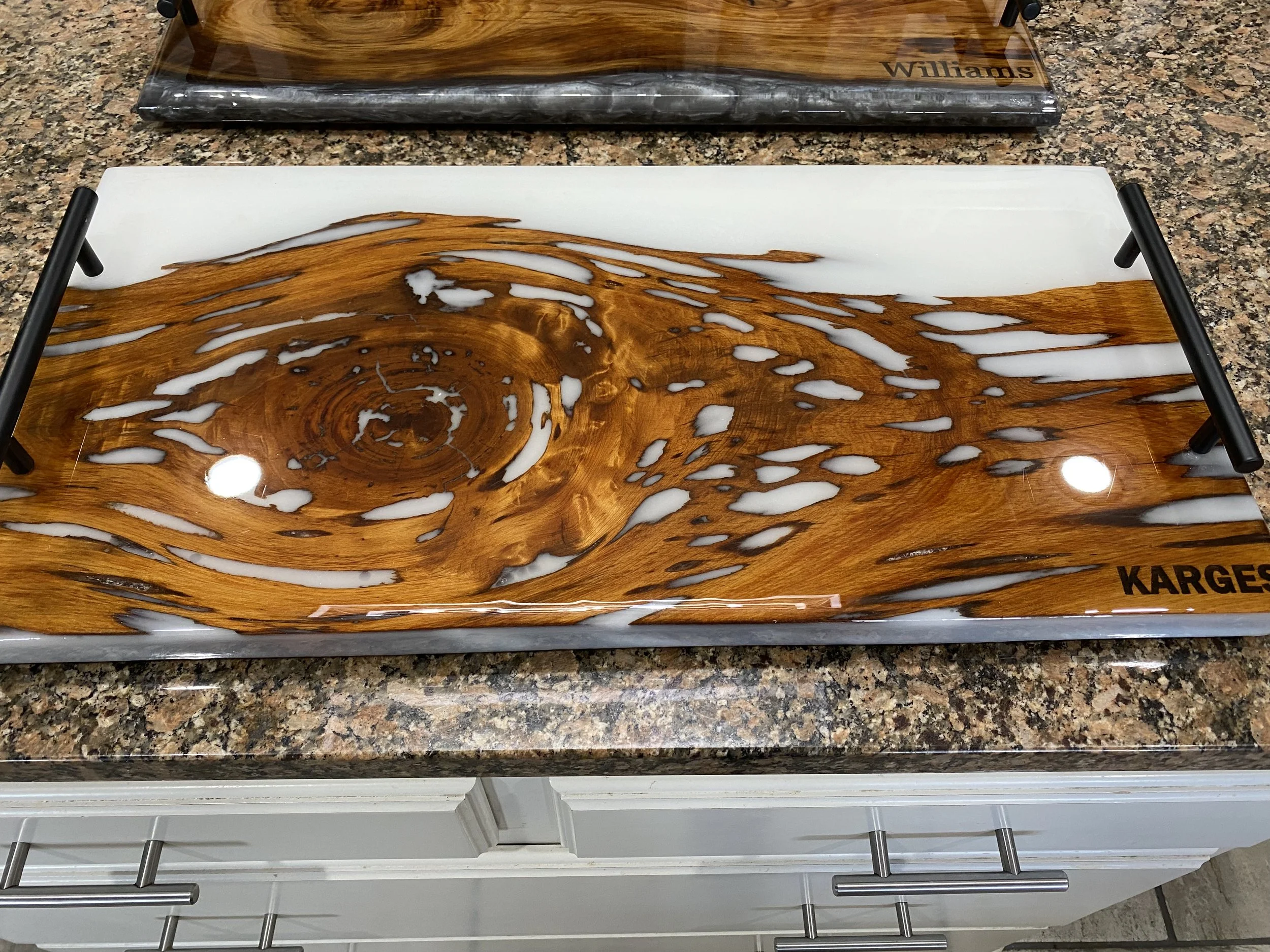 Custom pecky cypress with white charcuterie board