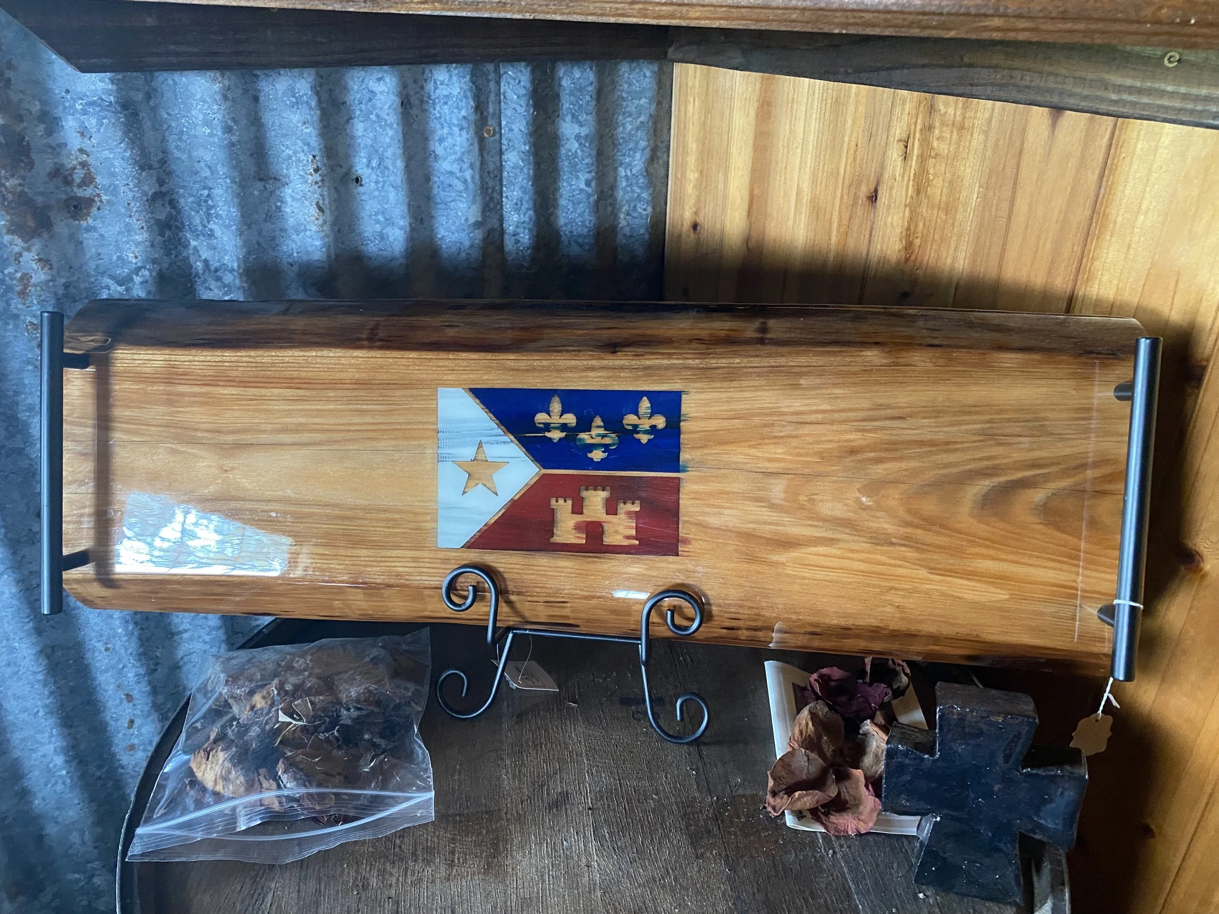 Custom charcuterie board Acadiana Flag