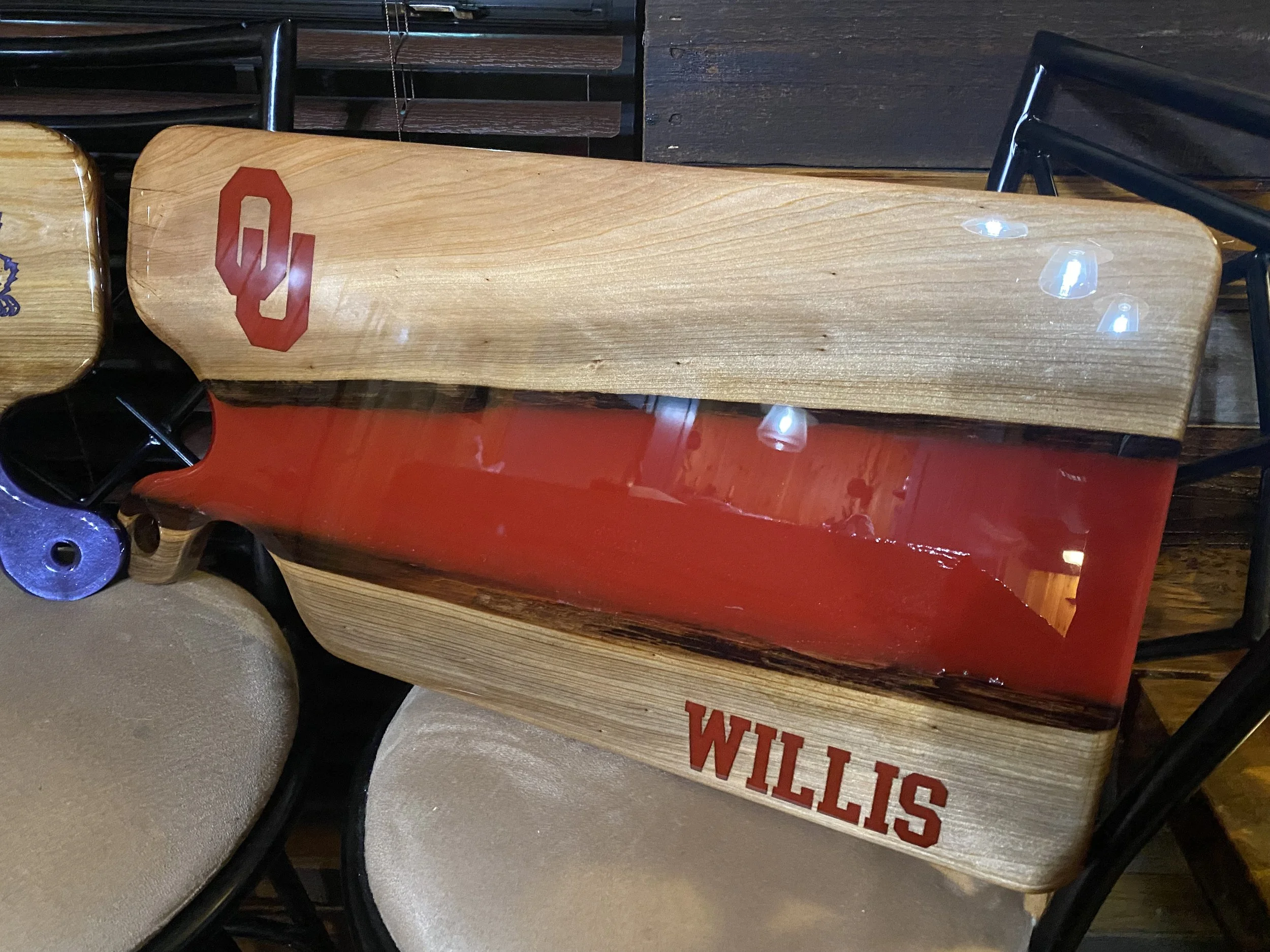 Custom cypress charcuterie board w/ red epoxy