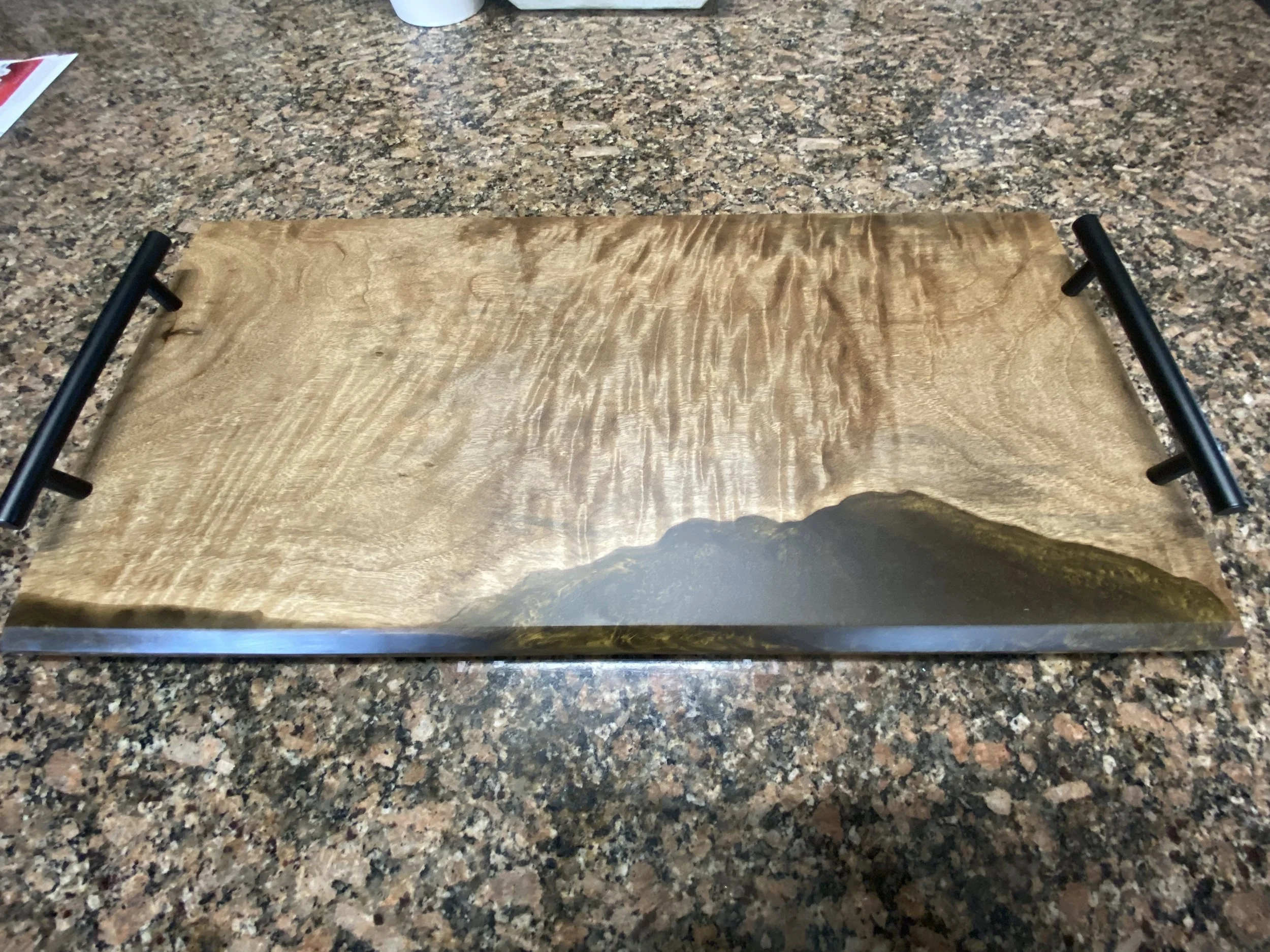 light blue epoxy charcuterie board