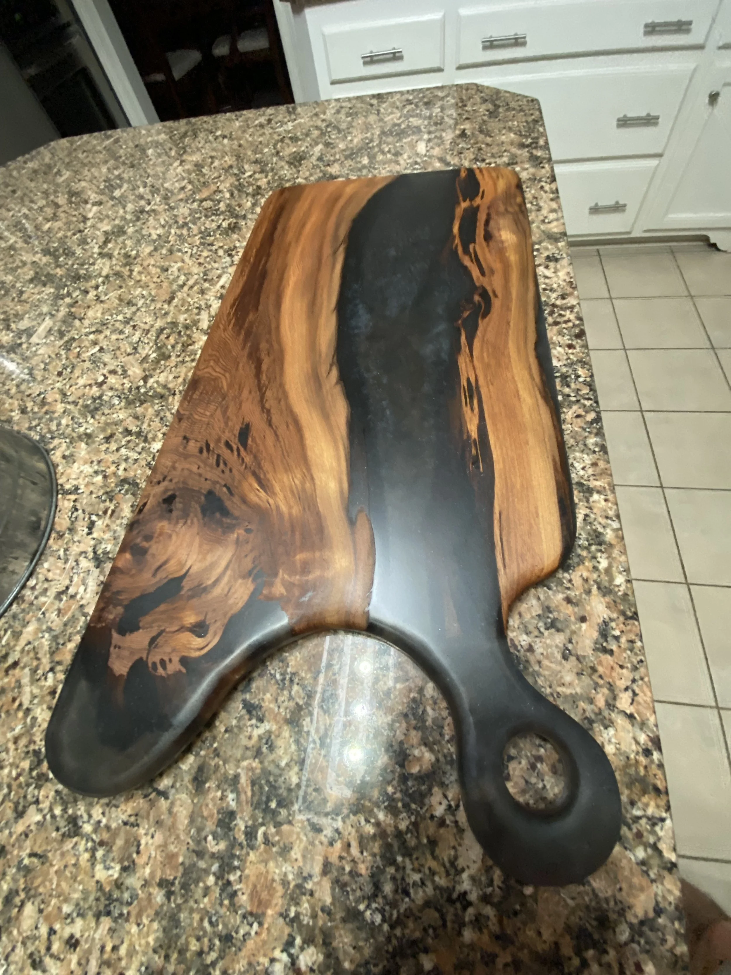 Sinker cypress with black epoxy charcuterie board