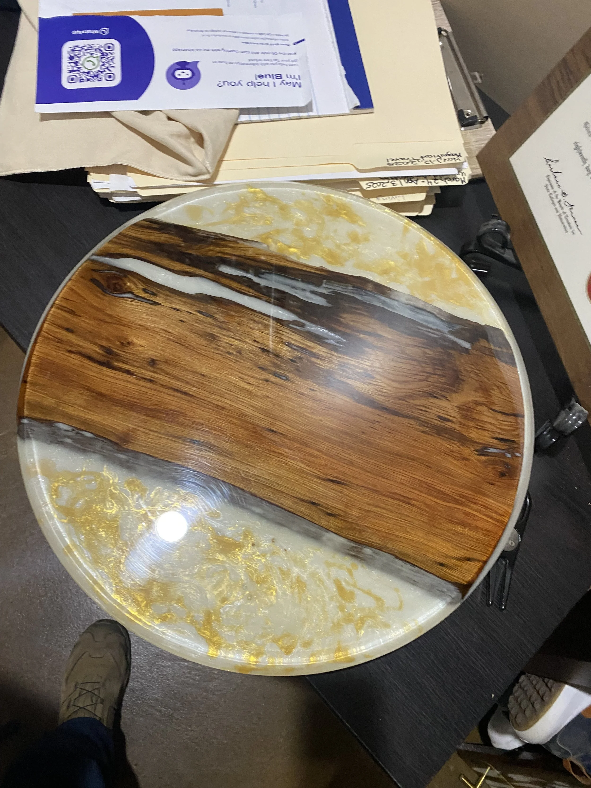 Lazy Susan with colored epoxy
