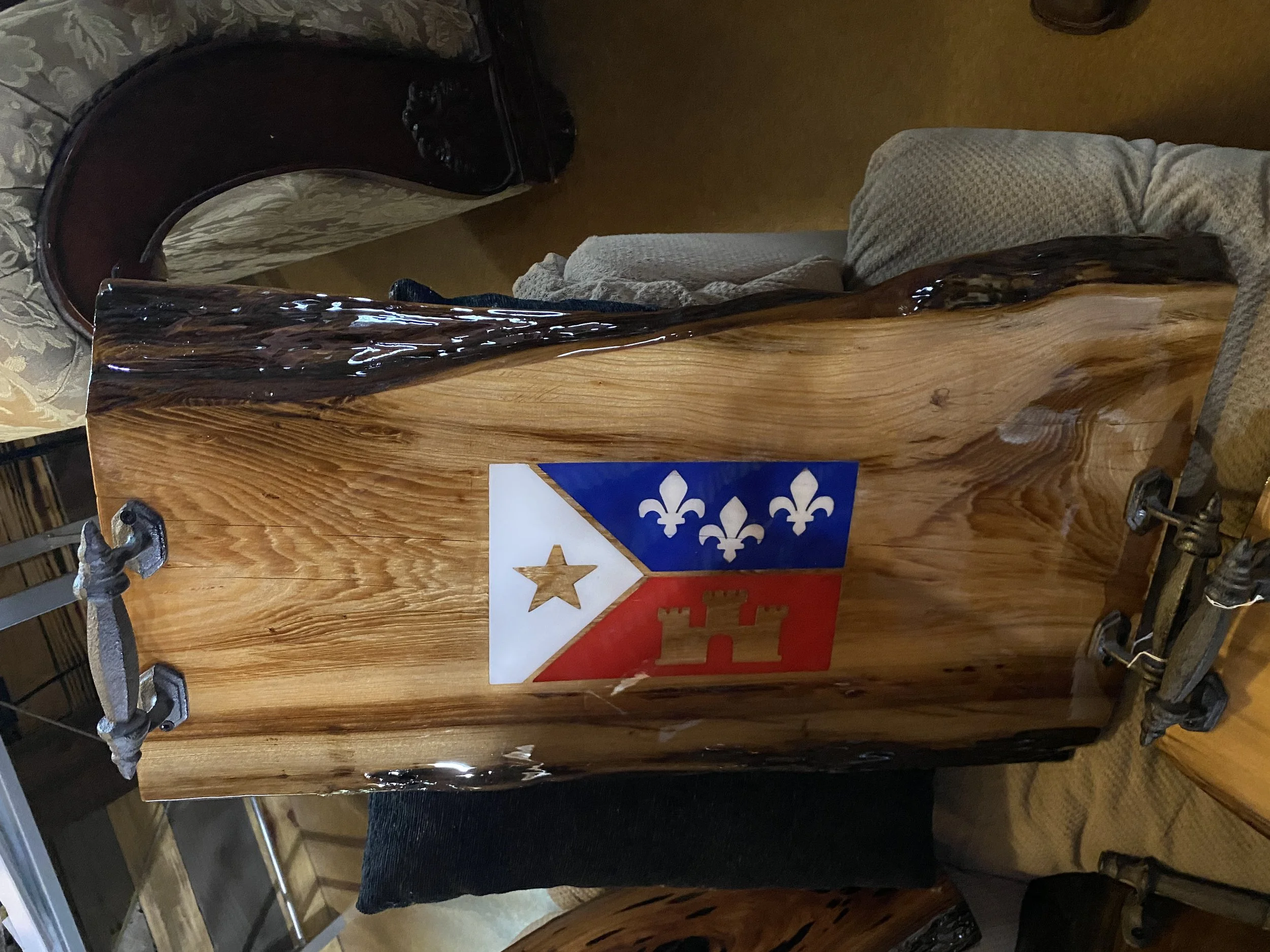 Custom charcuterie board Acadiana Flag