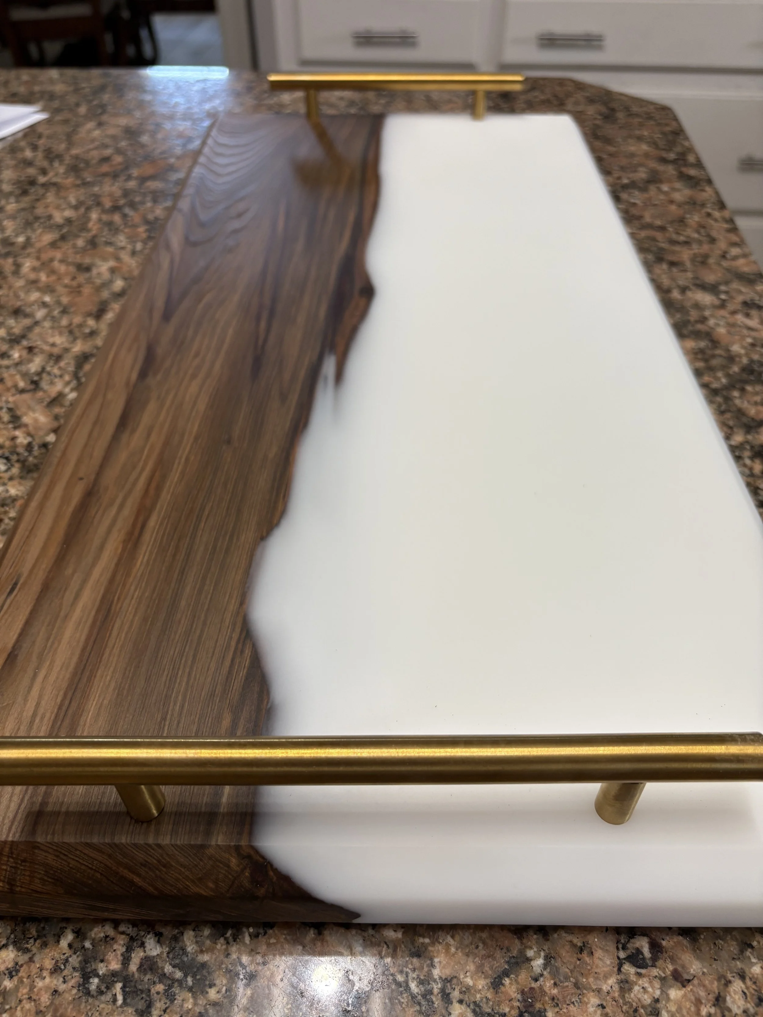 Sinker cypress with white epoxy charcuterie board