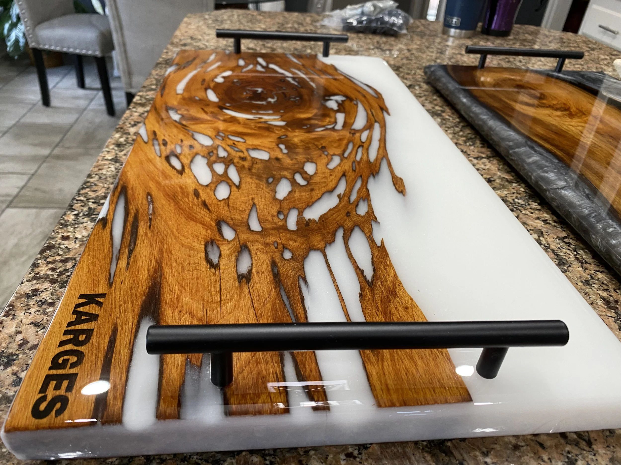 Custom pecky cypress with white charcuterie board