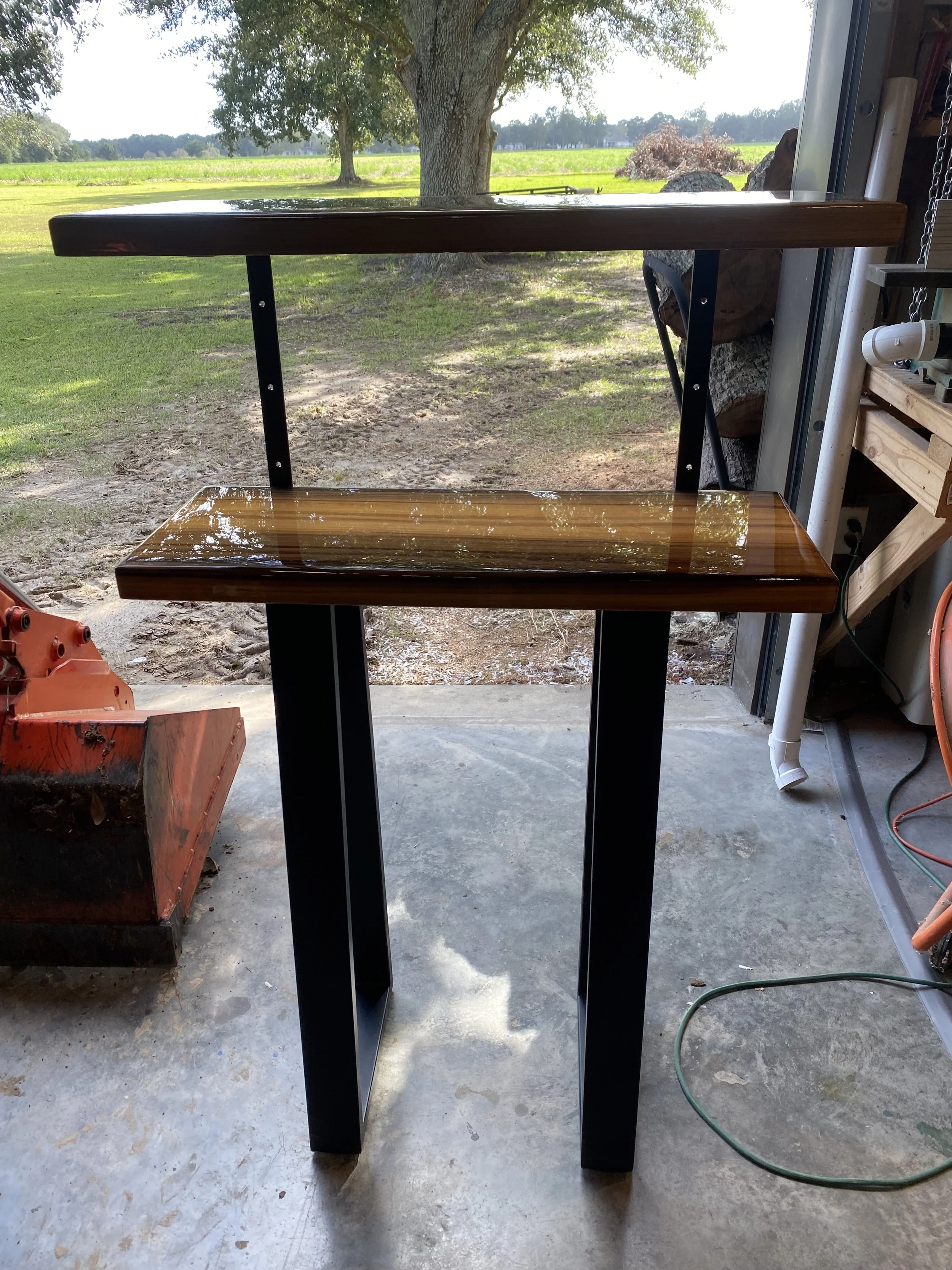 Sinker cypress table/bar with clear
