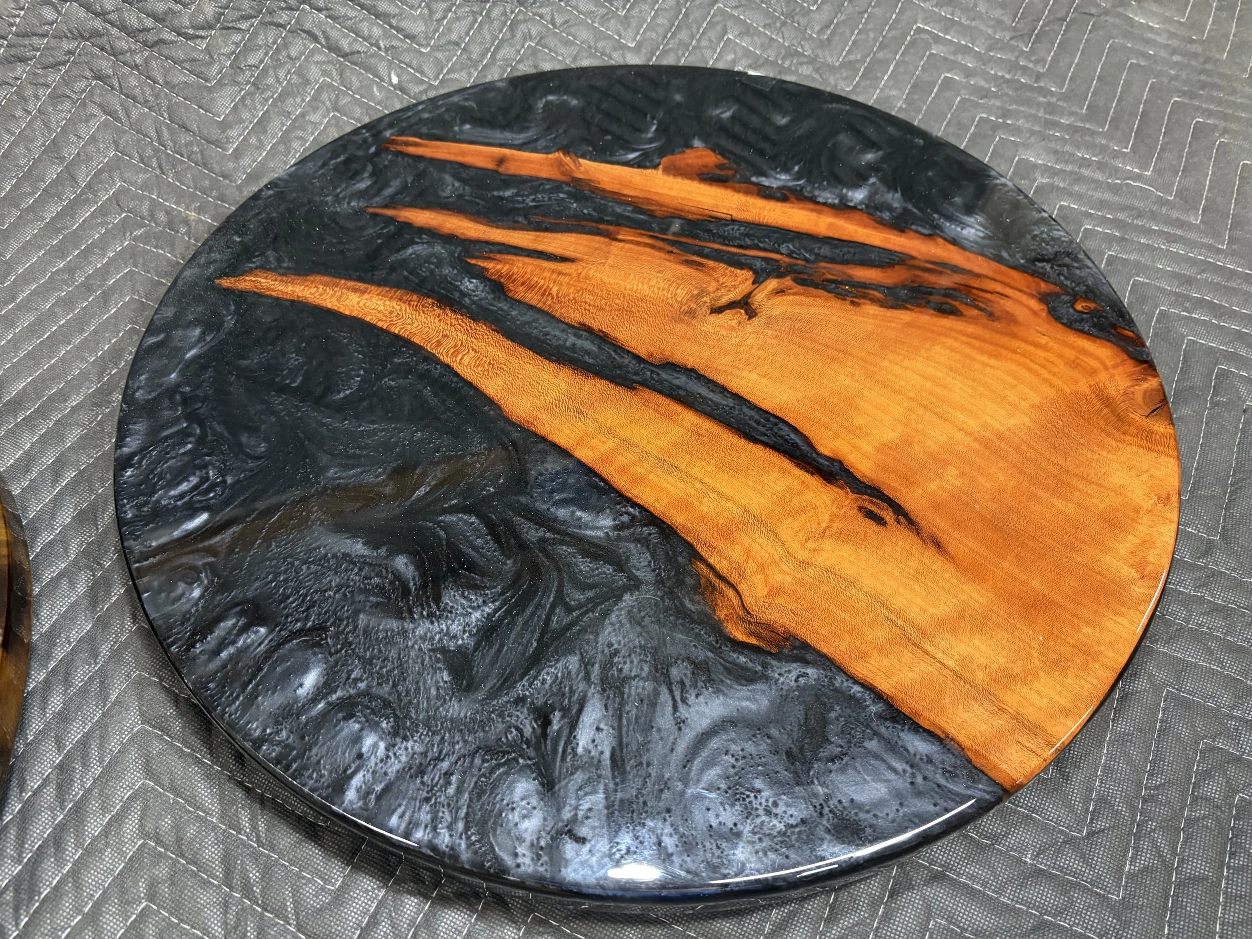 Lazy Susan with colored epoxy