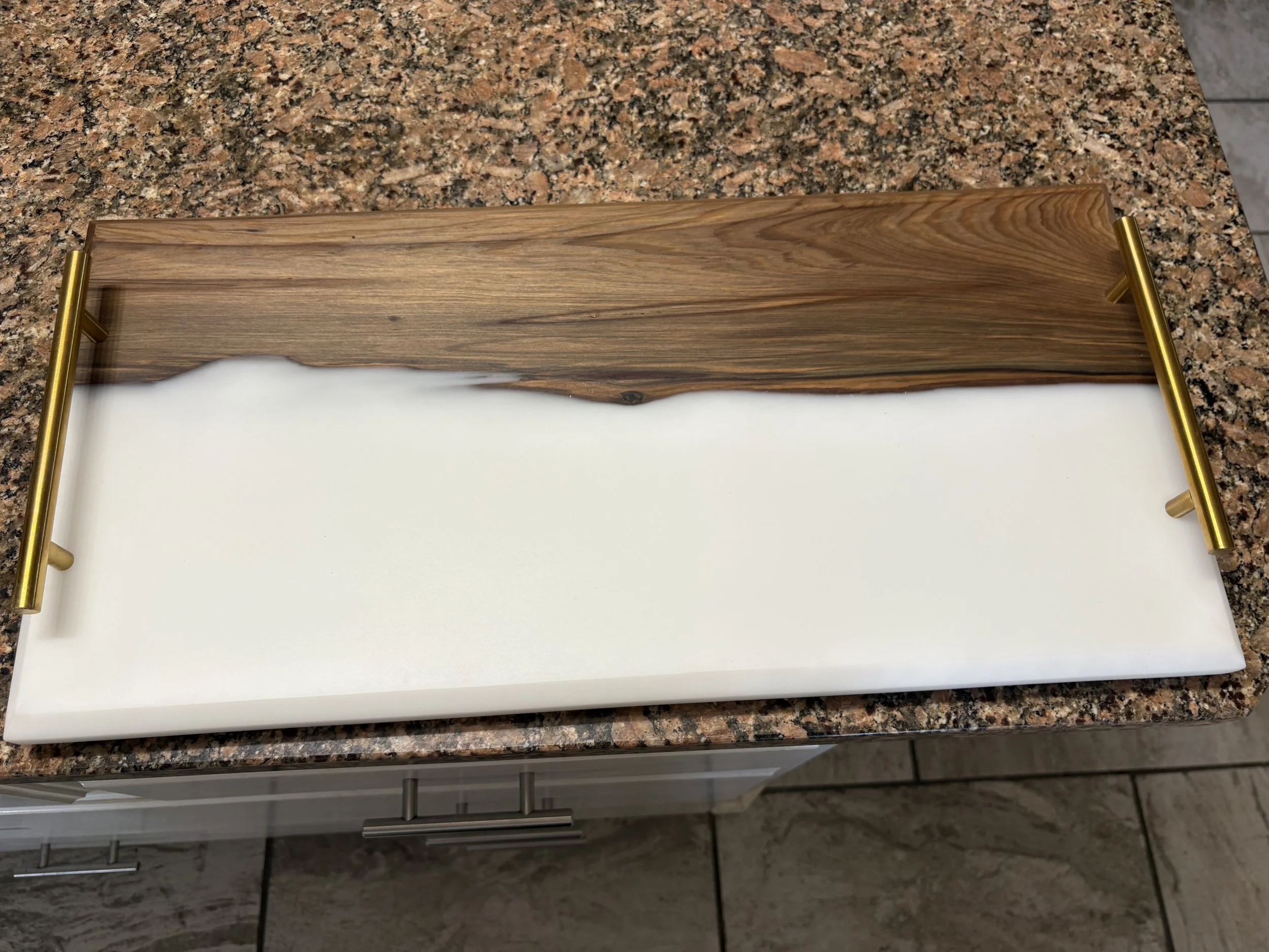 Sinker cypress with white epoxy charcuterie board