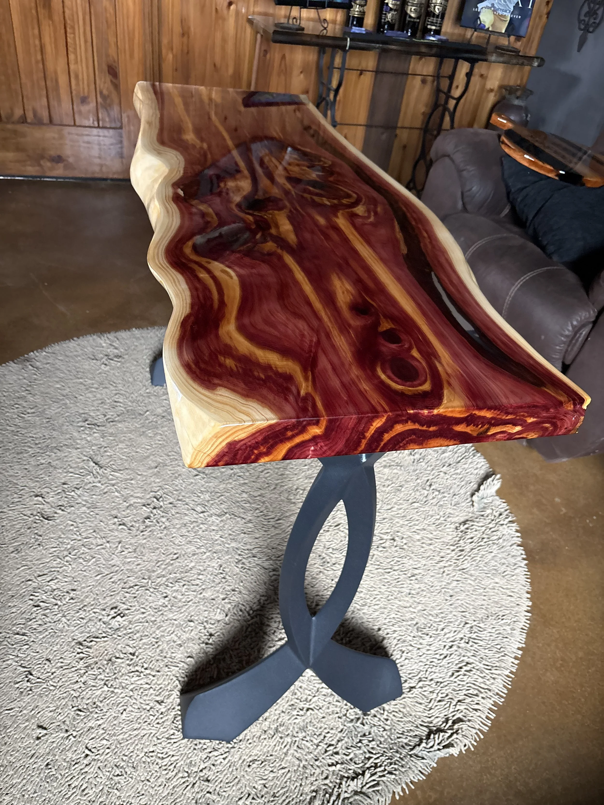Red Cedar table with epoxy
