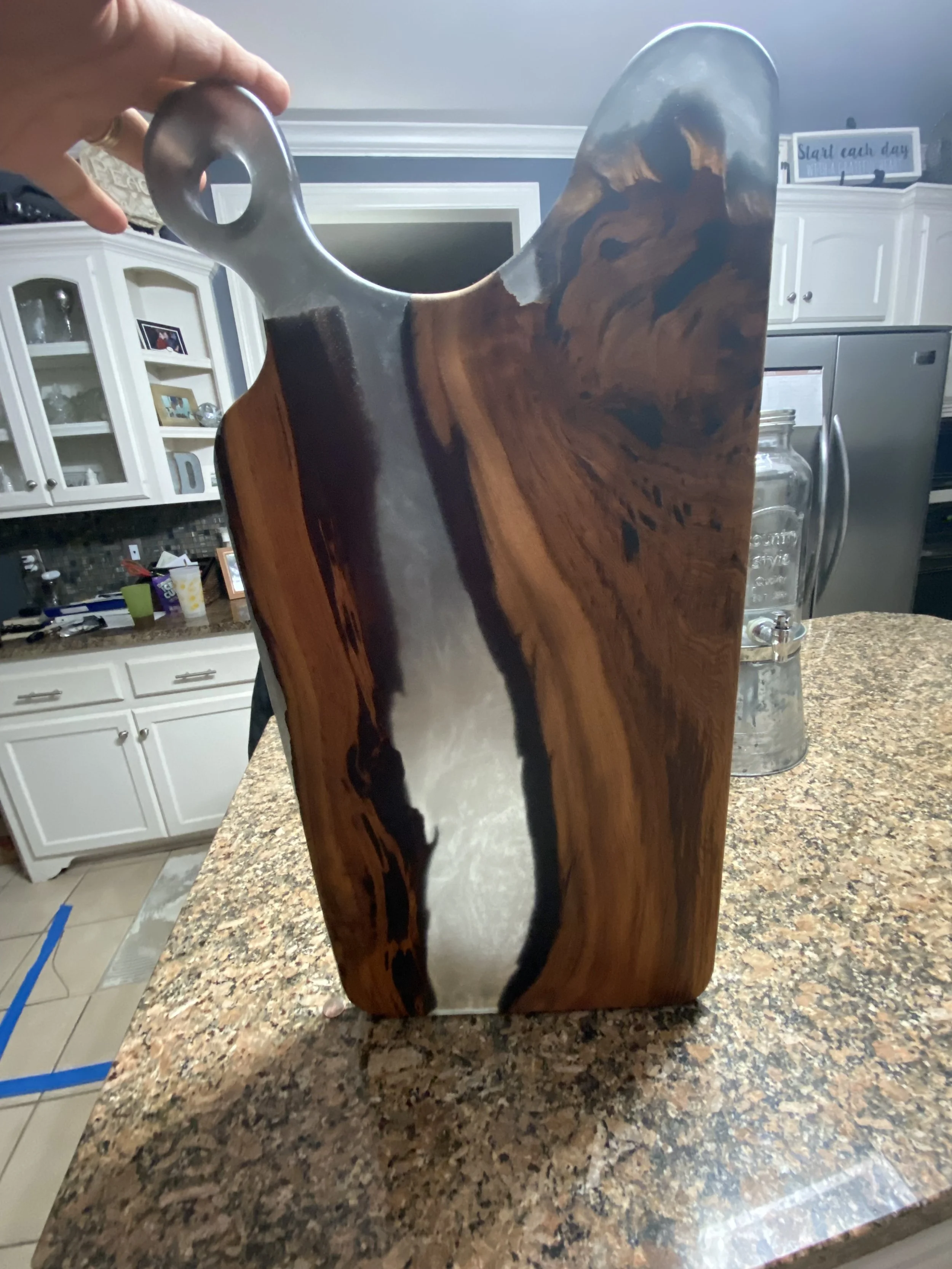 Sinker cypress with grey epoxy charcuterie board