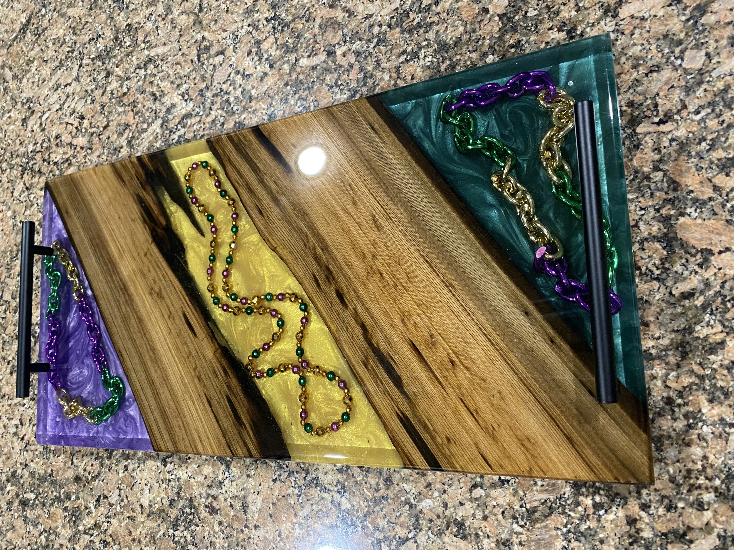 Custom Mardi Grass charcuterie board