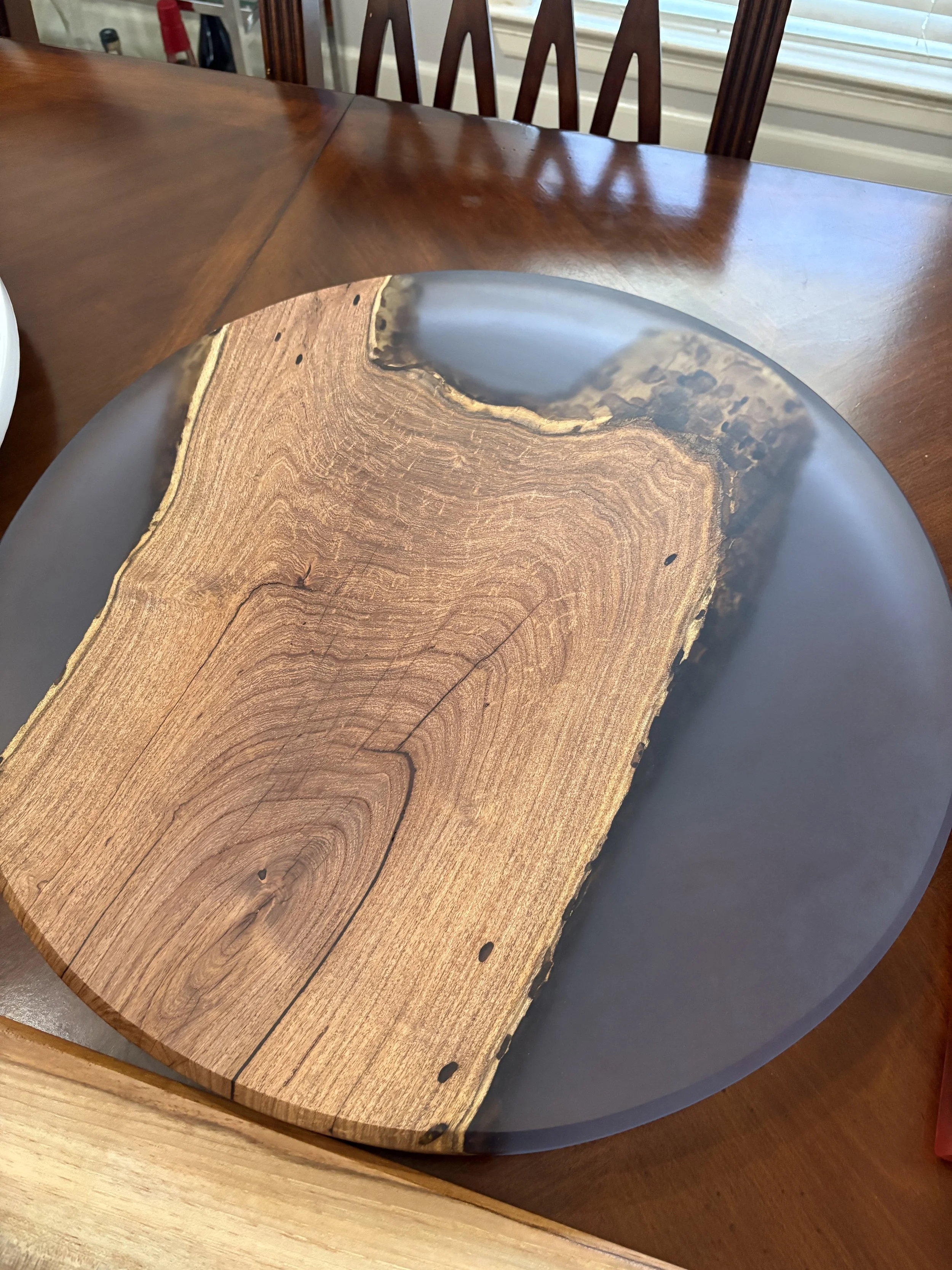 Lazy Susan with colored epoxy