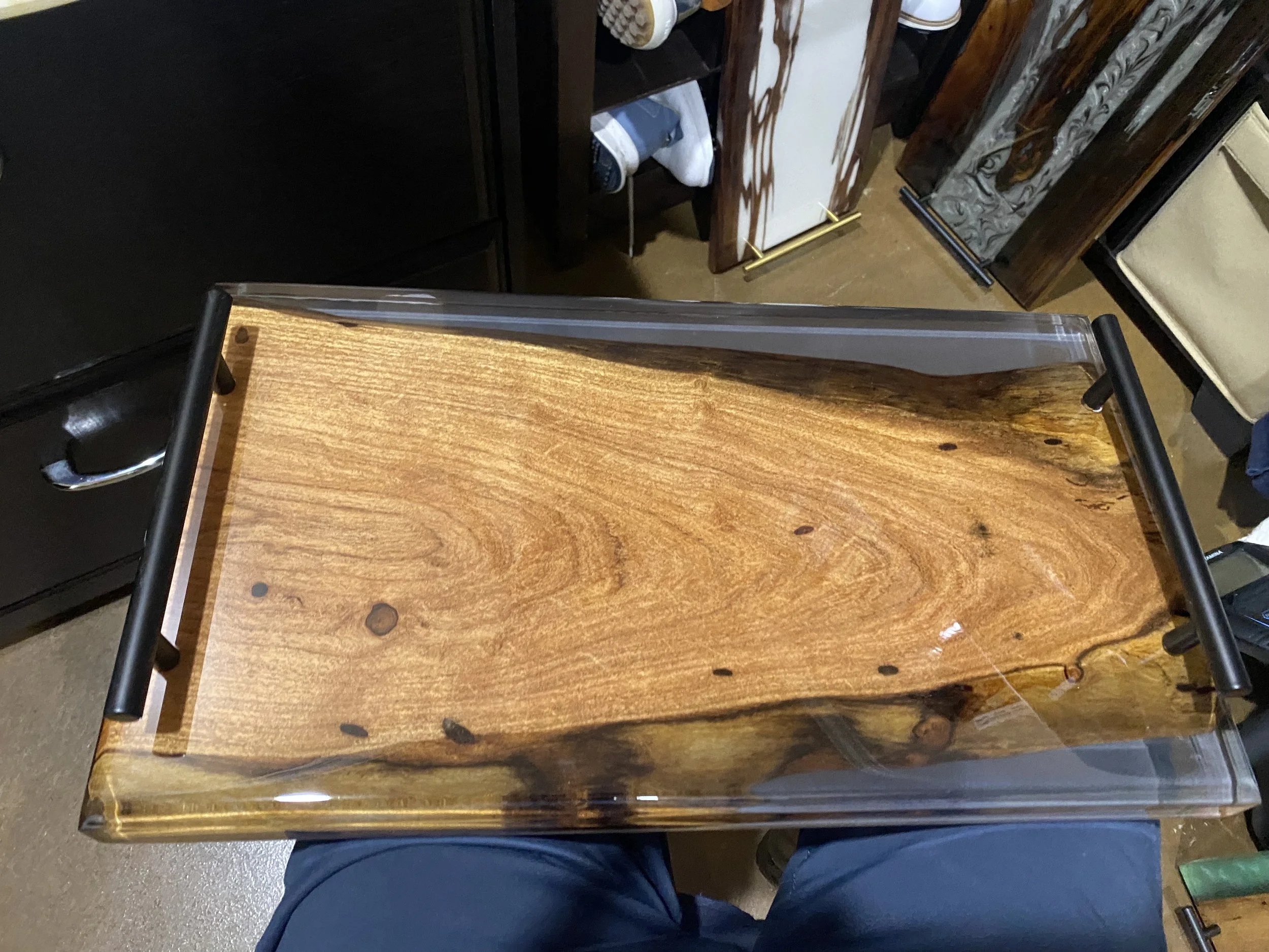charcuterie board with clear epoxy