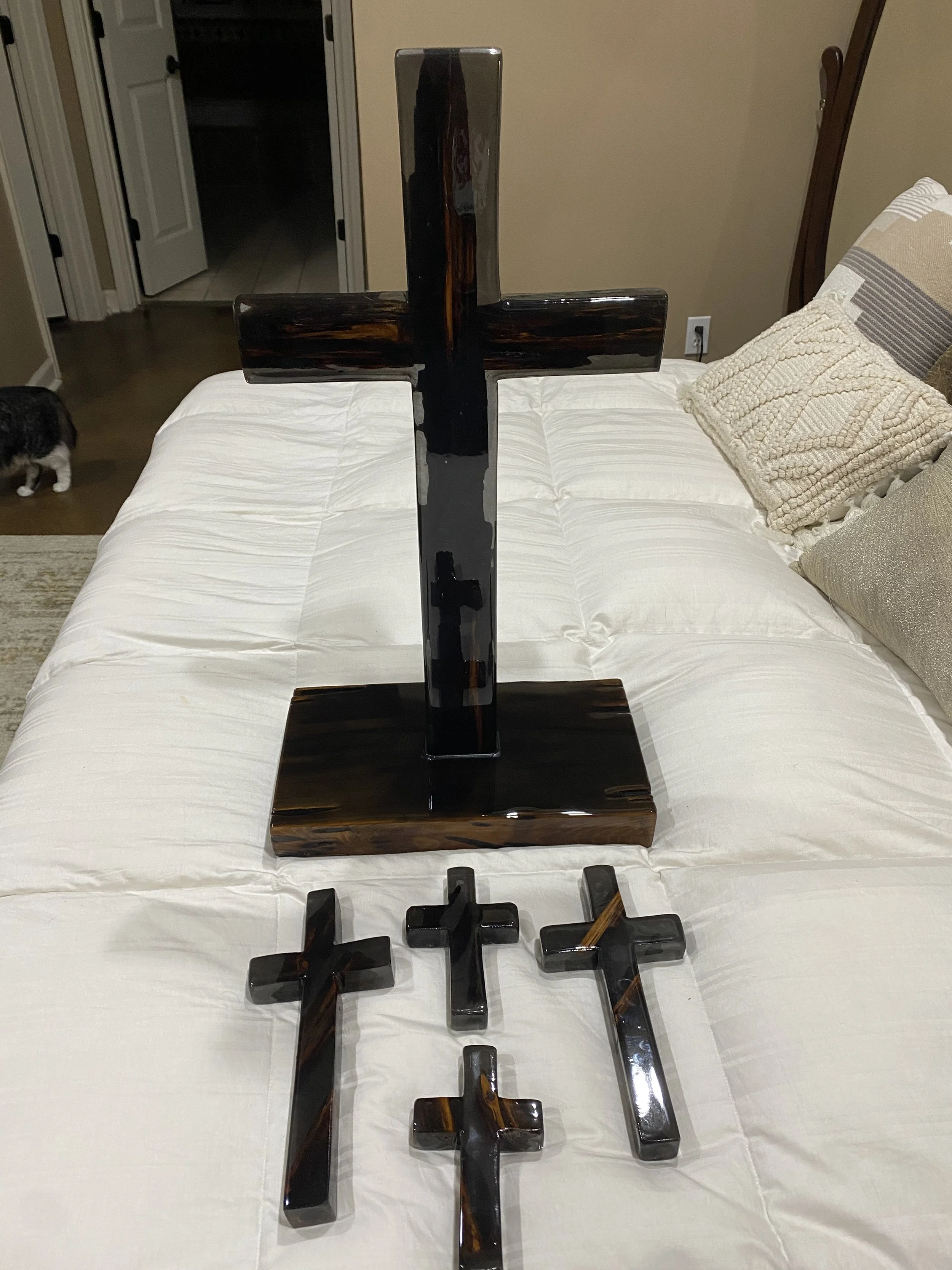 cypress crosses in epoxy