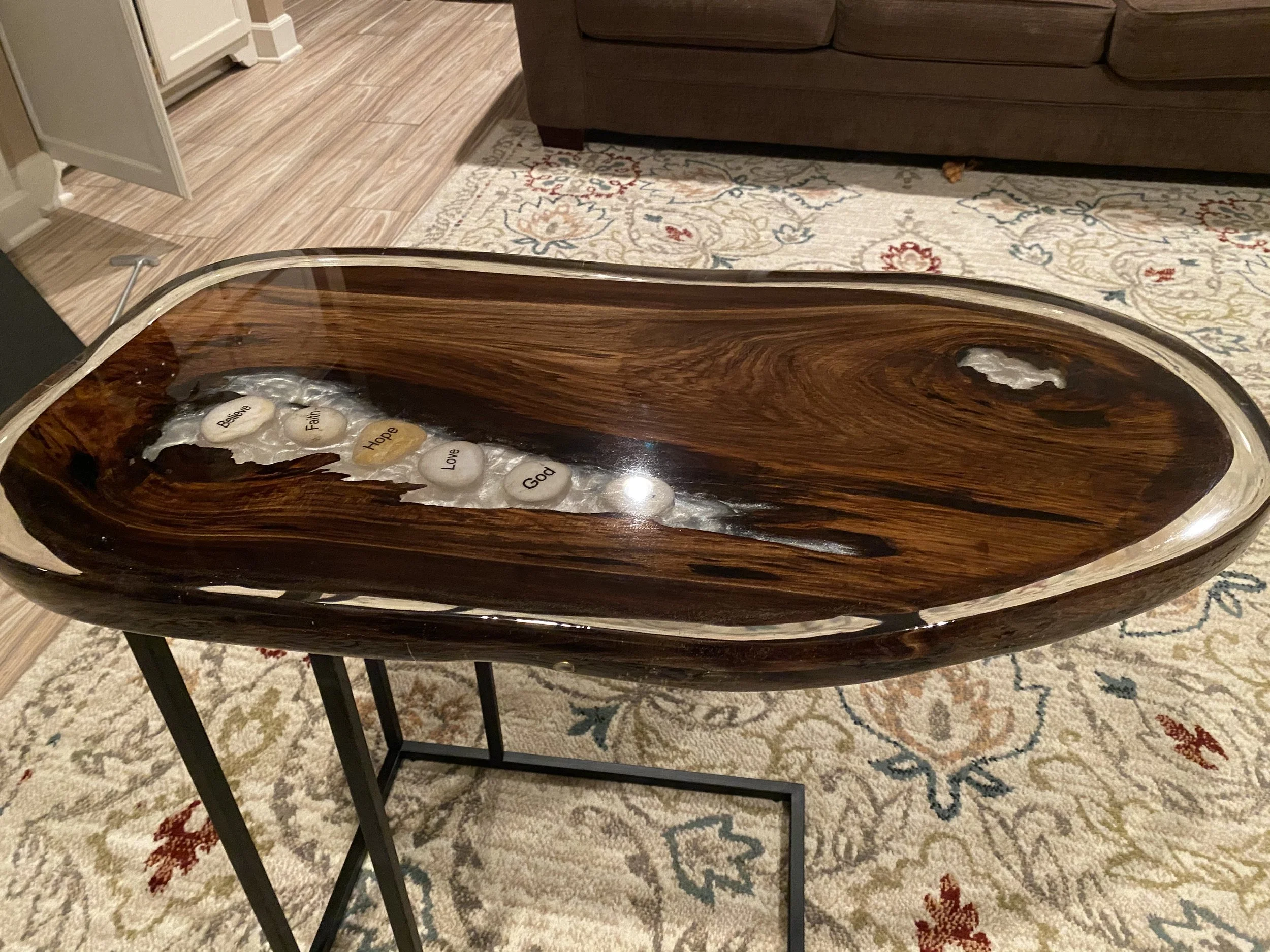Sinker cypress with pearl epoxy w/ faith rocks (2)