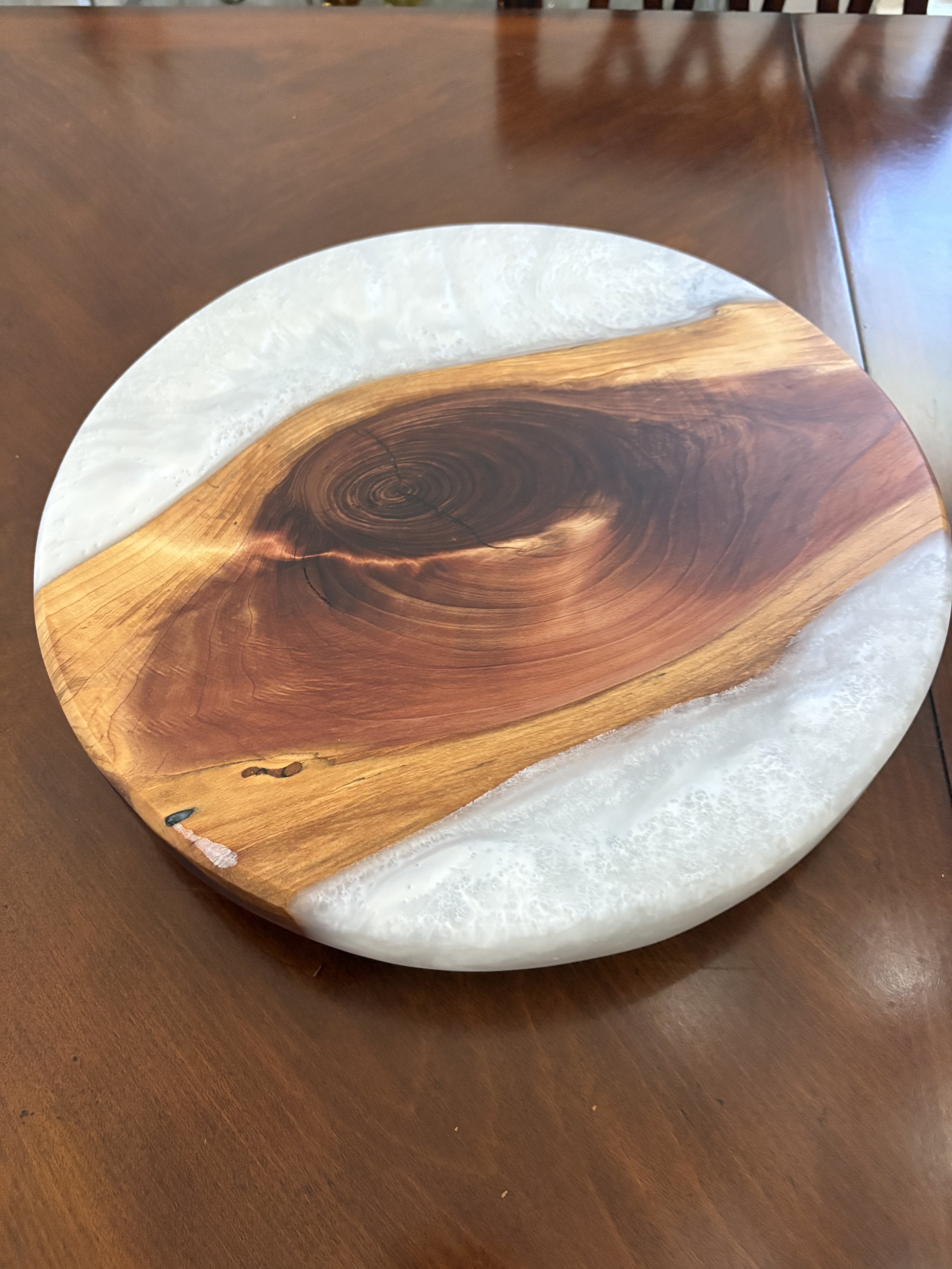 Lazy Susan with colored epoxy