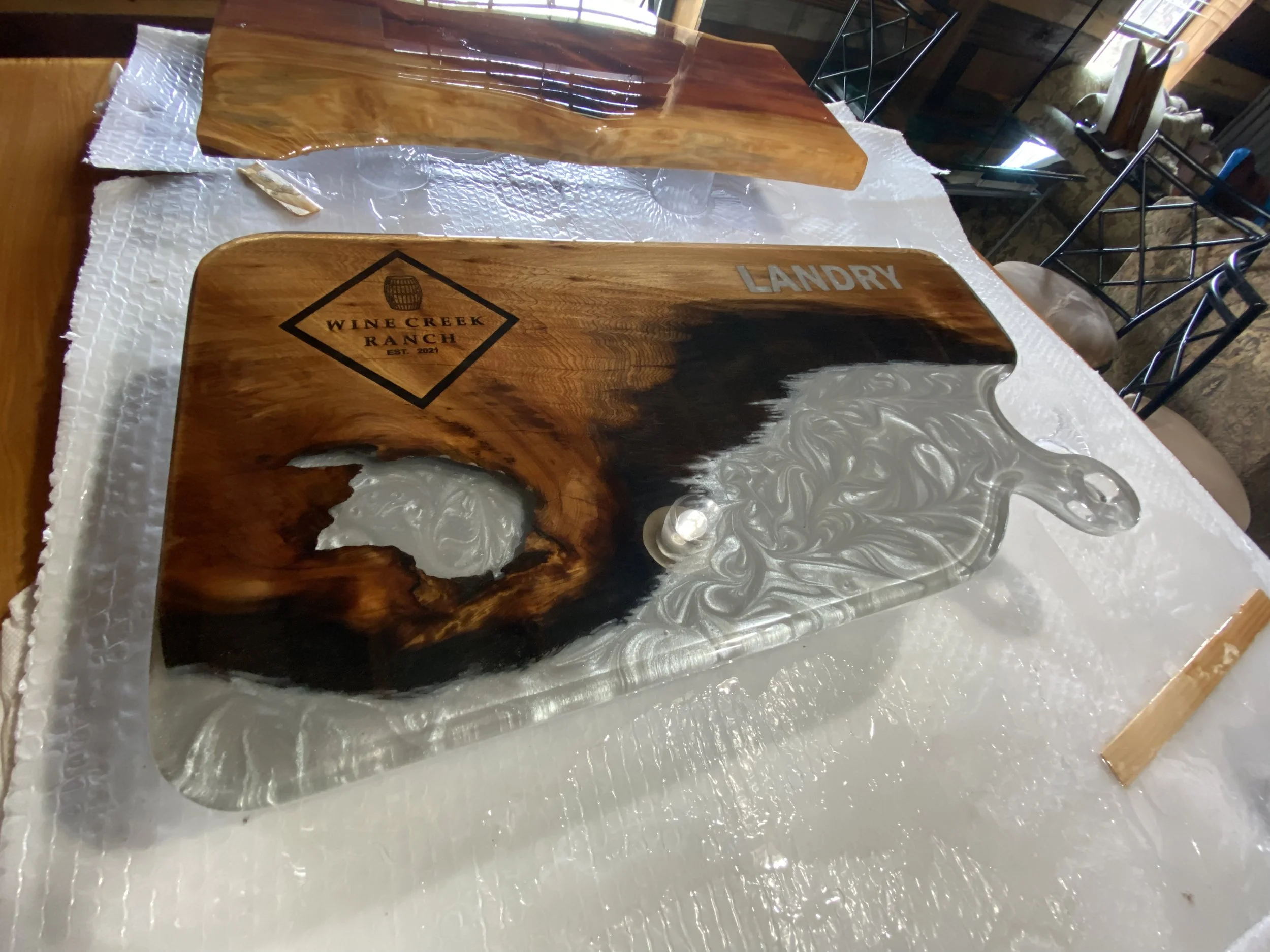 Custom sinker cypress with grey charcuterie board