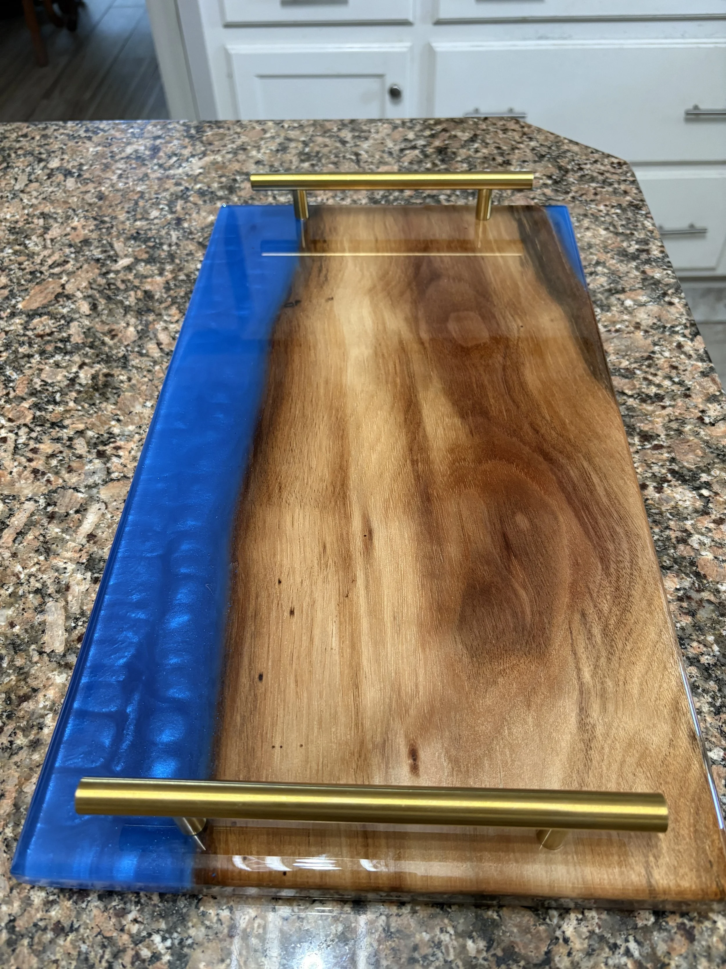 cypress charcuterie board w/ blue epoxy