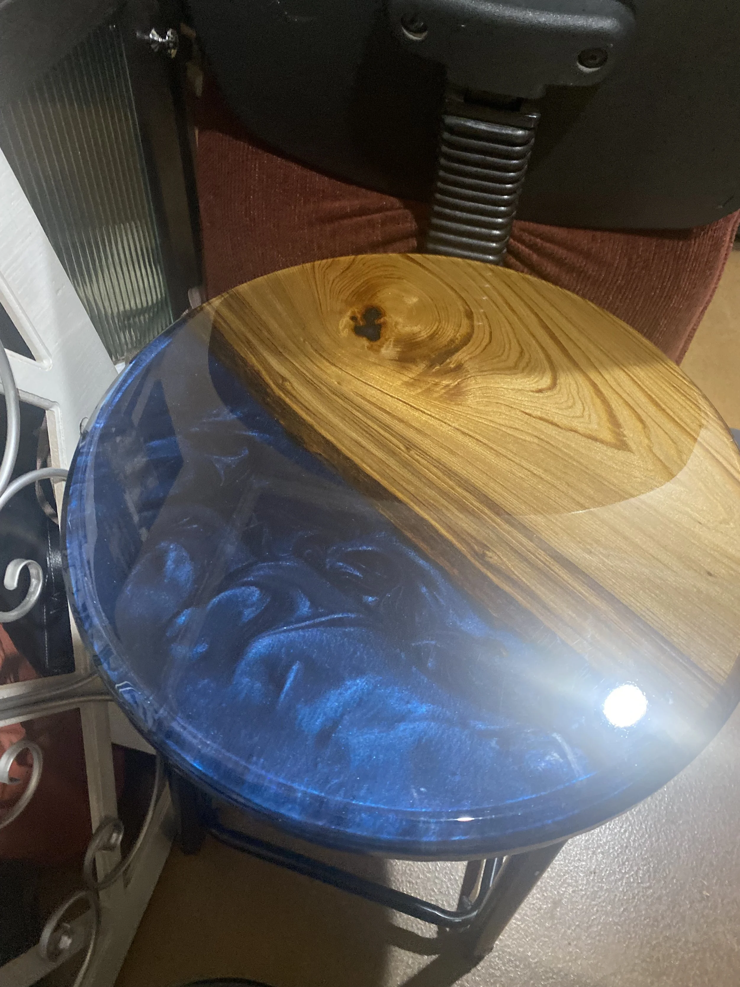 Lazy Susan with colored epoxy