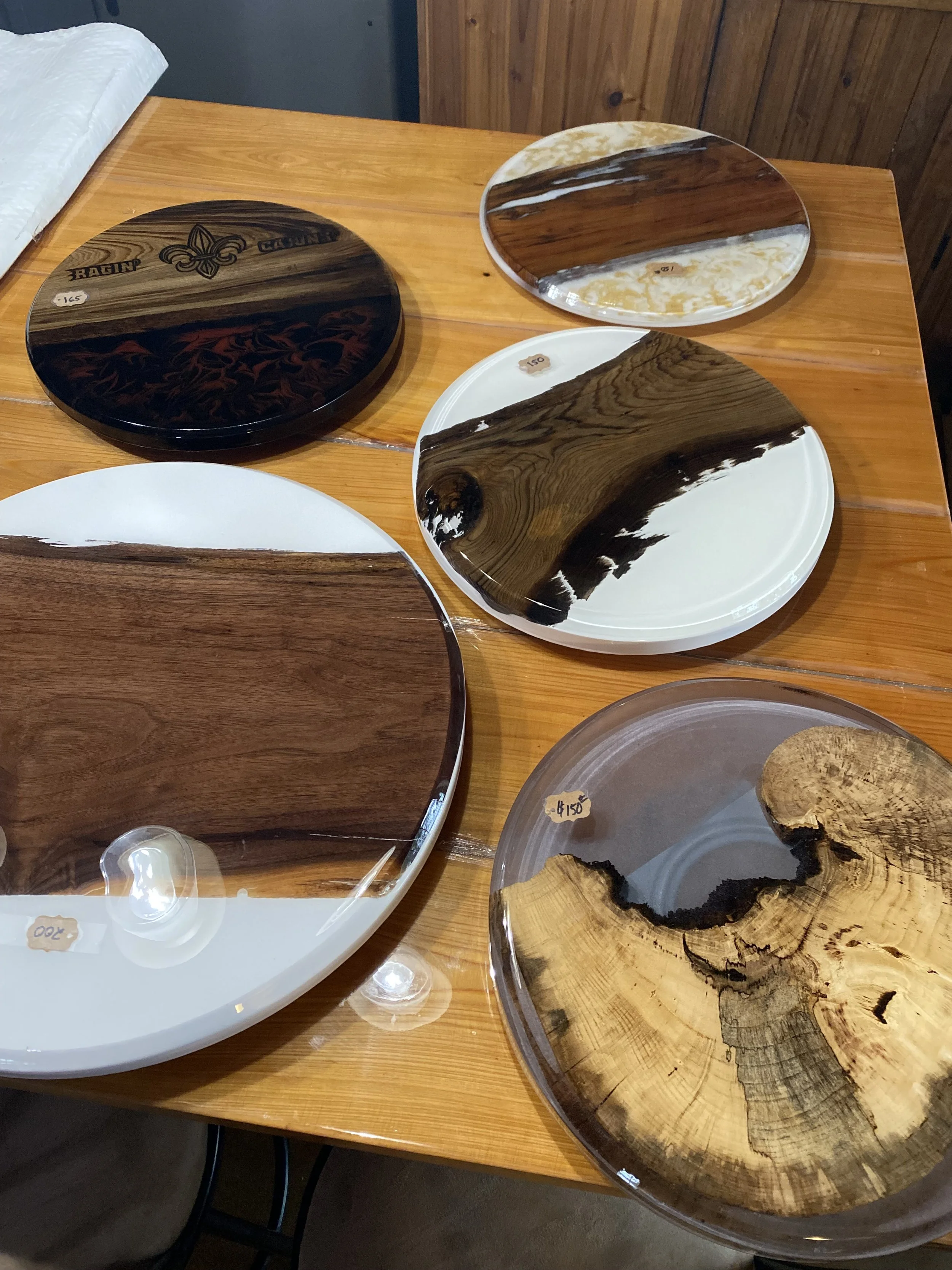 Lazy Susan with colored epoxy