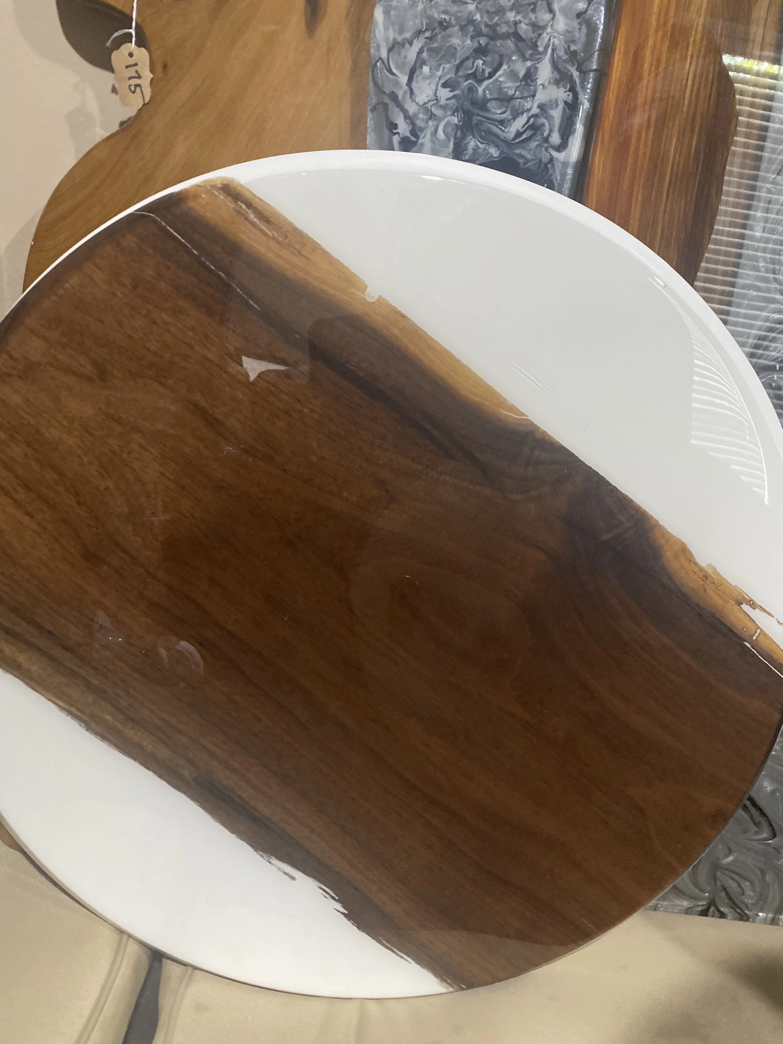 large Walnut Lazy Susan with white epoxy