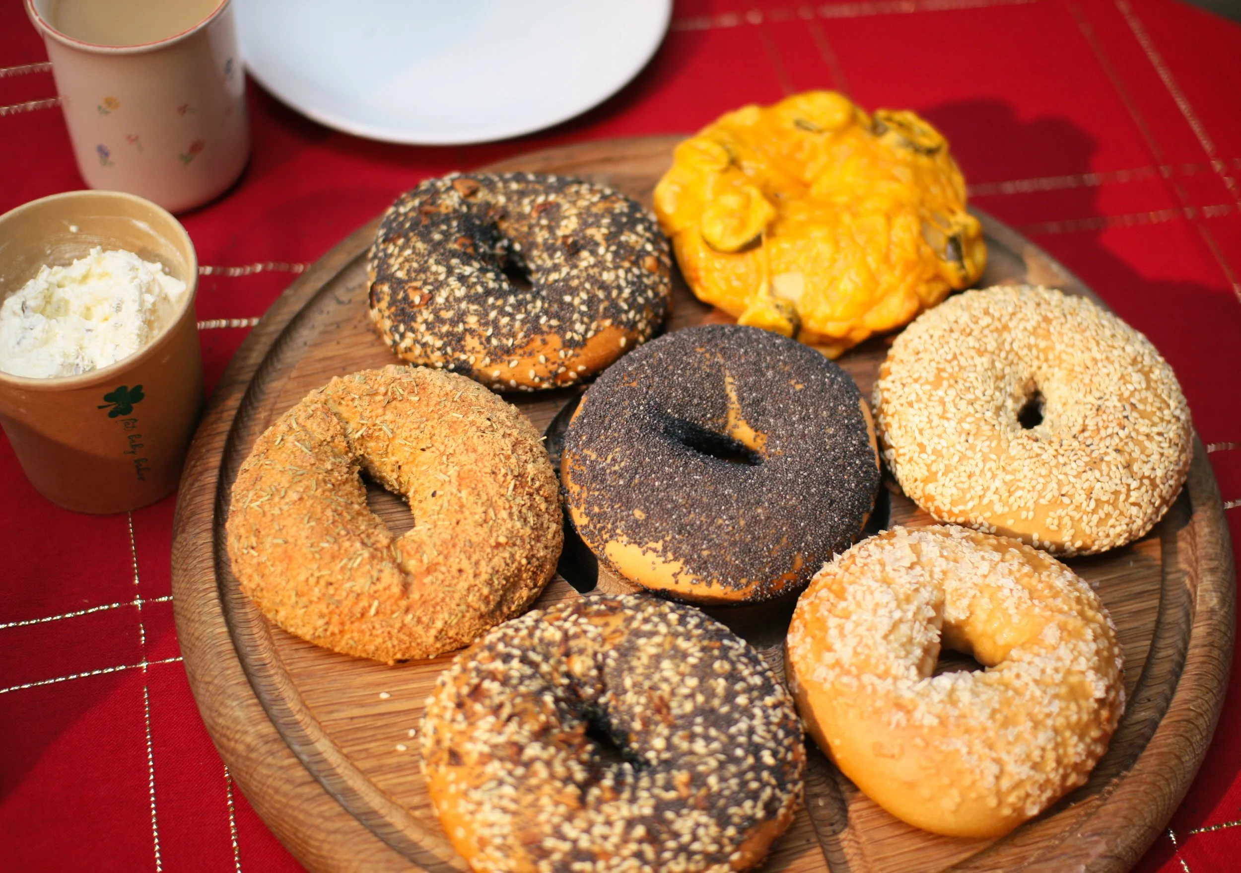 Assorted New York-style bagels with cream cheese schmear, fatbaby Bakes Dublin