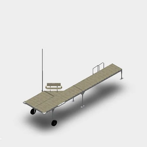 Empty hospital gurney with wheels, side rail, and small backrest, designed for patient transport.