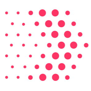 Pink circles of varying sizes arranged in a random pattern on a black background.